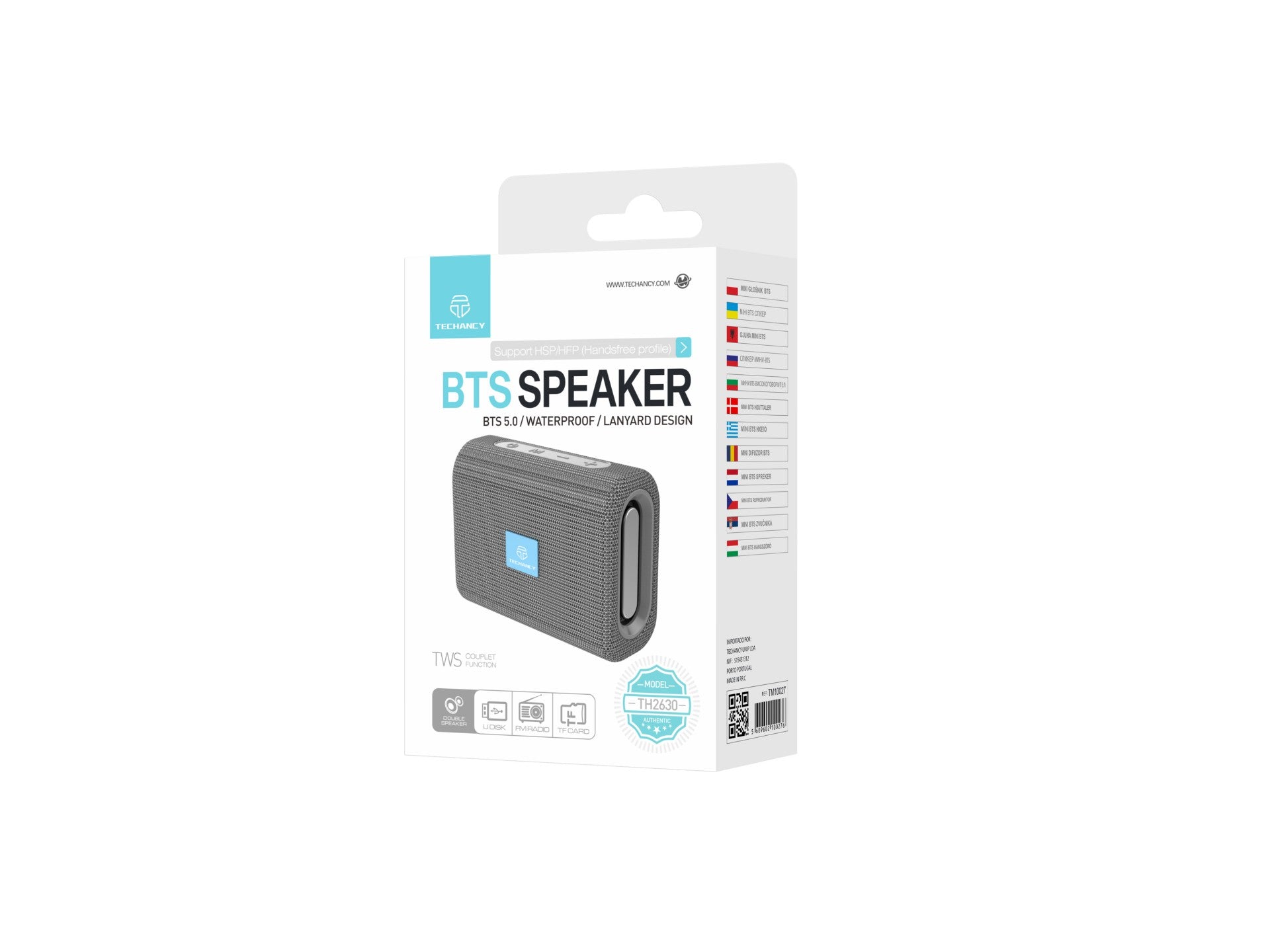 Techancy TH2630 Mini Wireless Speaker Gray, Built-in Battery Playback, Bluetooth 5.0 Connectivity, TWS Support