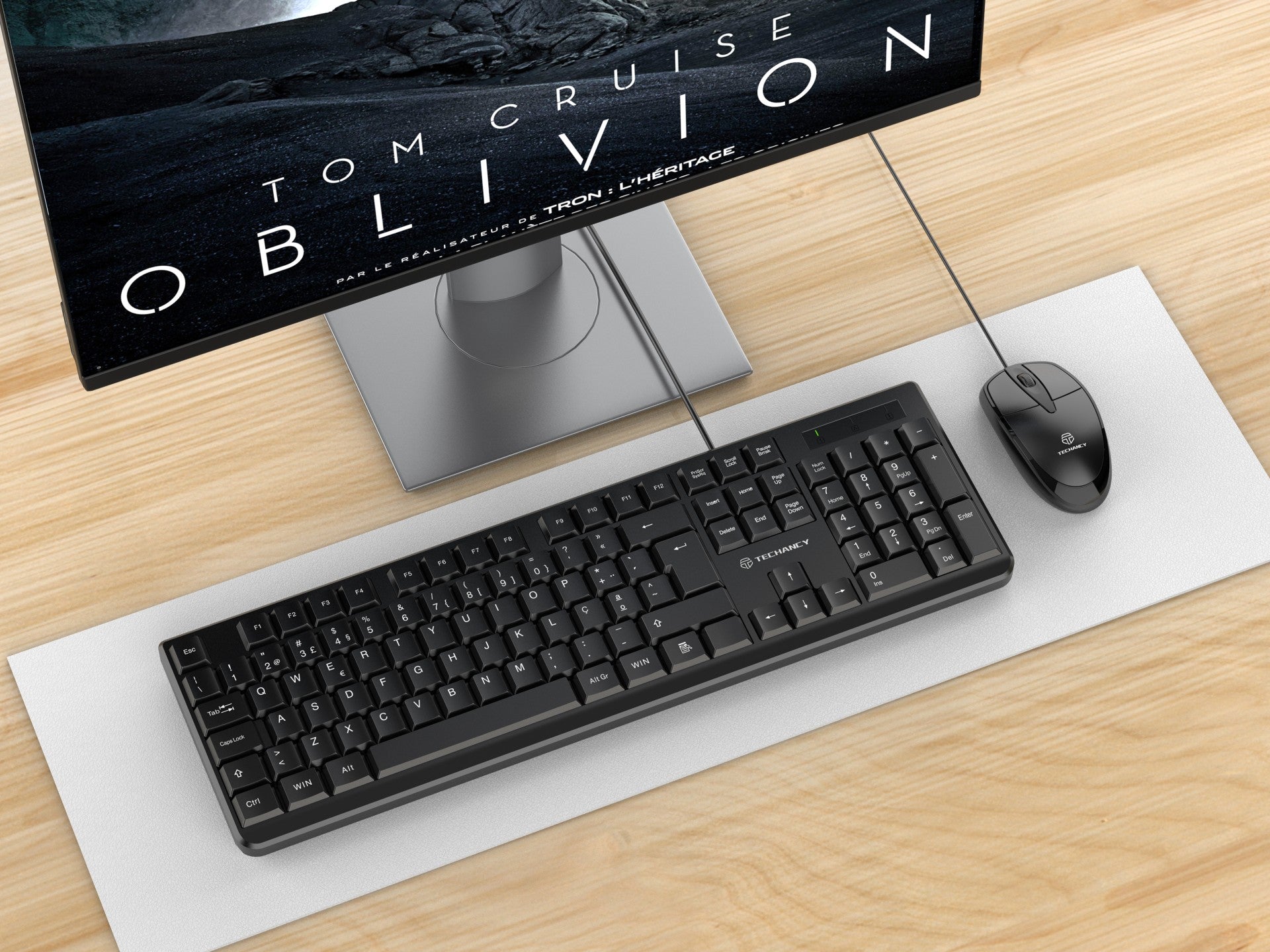 Techancy Conjunto De Teclado E Rato Com Fios Usb TK1270,Teclas Em Português+Inglês Para Utilização No Escritório.