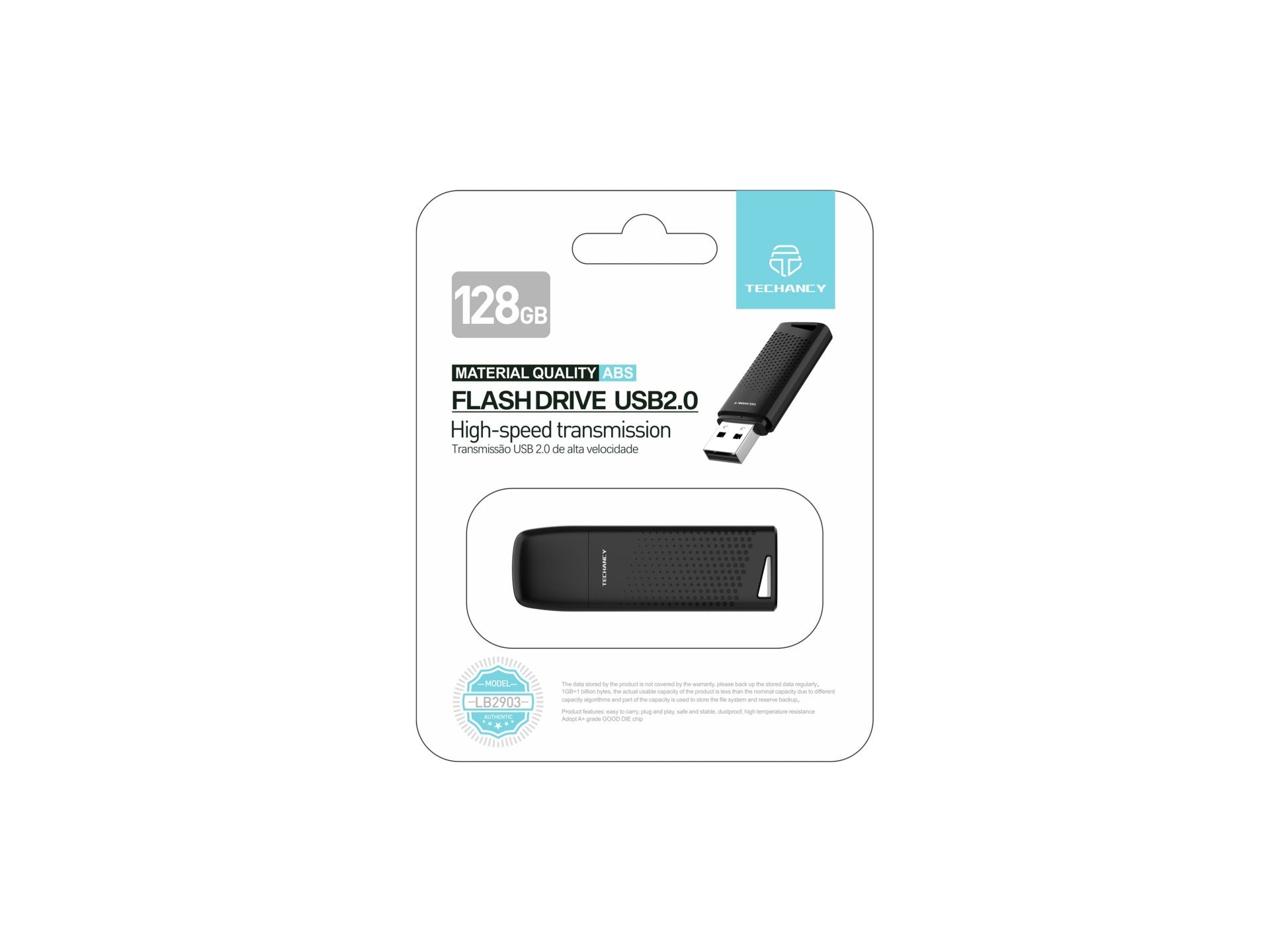 Techancy Unidade Flash Usb3.2 De Alta Velocidade LB2904, 128 GB, Conetor 2 Em 1 Tipo C E Usb-A, Compatível Com Pc/Móvel/Mac