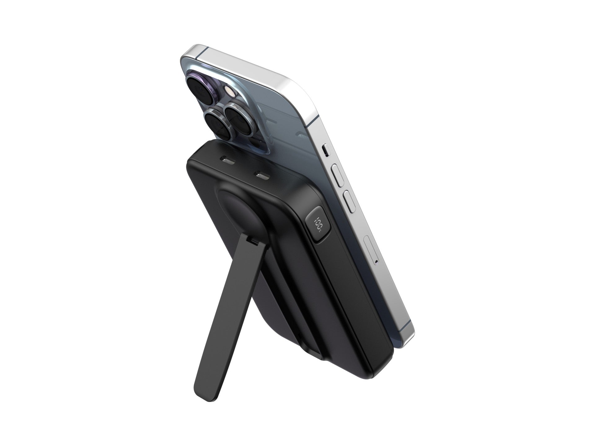 Techancy Magnetic Power Bank TF2786 10000mAh Fast Wireless Charging 15W PD 20W Compatible with MagSafe Integrated Support LED Screen Black