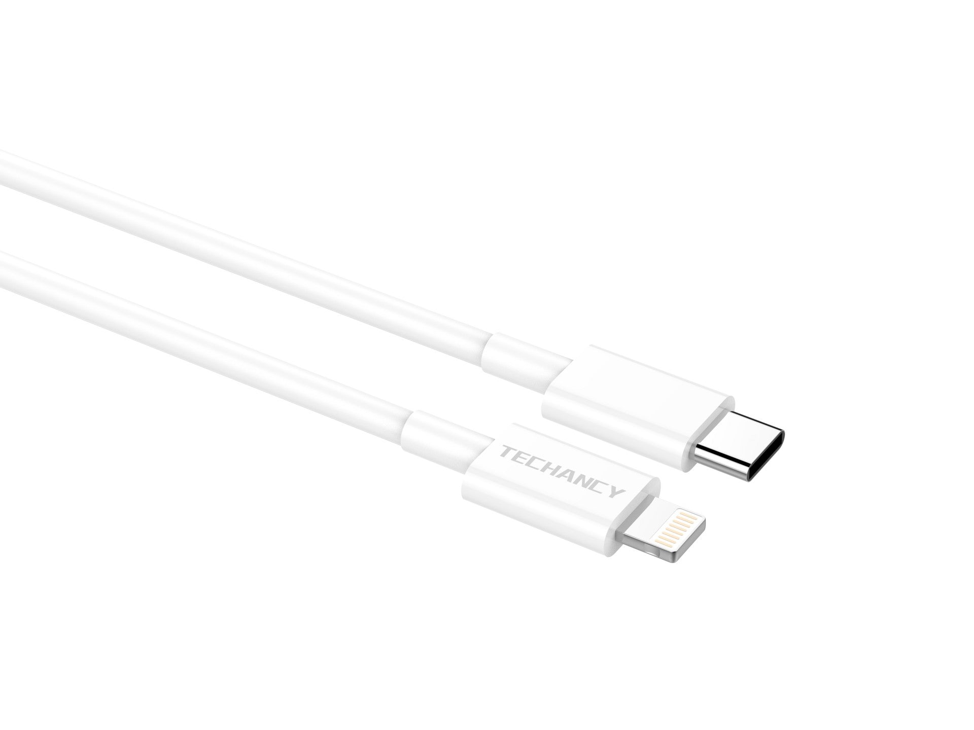 Techancy USB-C to Lightning Data Cable TB1670, 20W Fast Charging, 1 Meter, White, Compatible with iPhone and iPad
