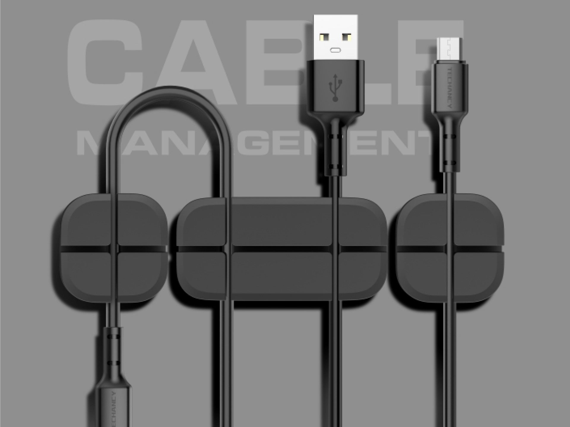 Techancy cable organizer, TZ6290, pack of 3, keeps cables organized to keep your desk tidy, black.