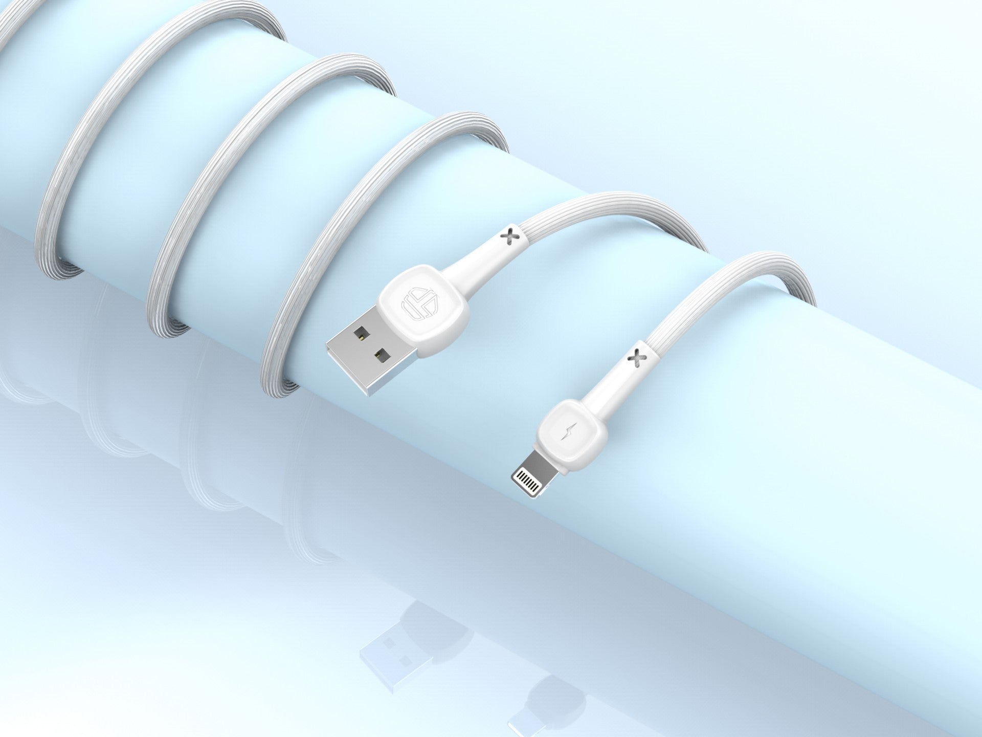 Techancy Cabo De Dados Usb-Lightning Branco TB1660, Carregamento Rápido Macaron 2.4a, Comprimento 1.2m, Compatível Com Iphone/Ipad