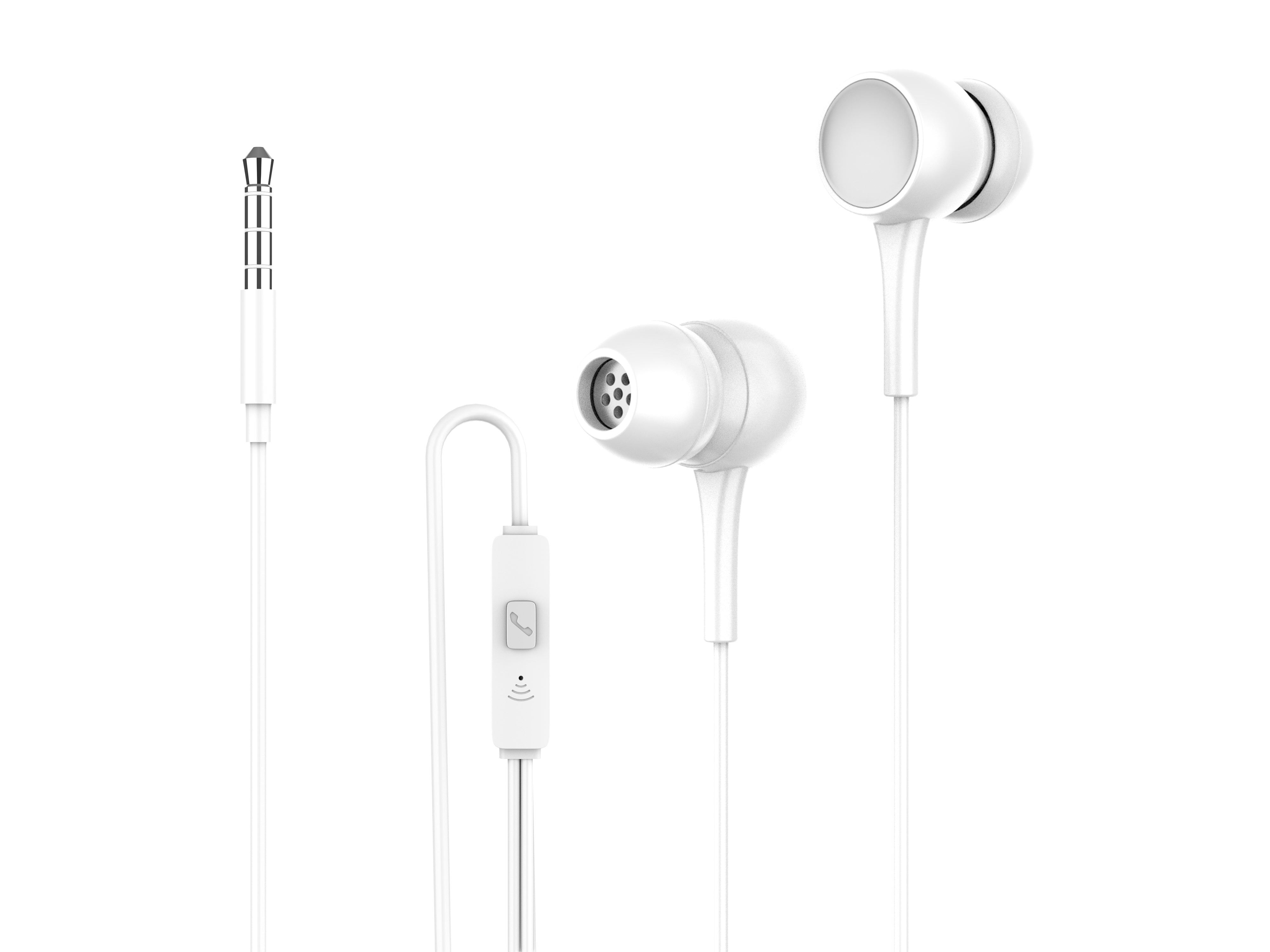 Techancy Auscultadores Intra-Auriculares Com Fios Brancos 1,2 M TD8057, Tomada De 3,5 Mm Compatível Com Telemóveis/Pc/Mp3, Etc.