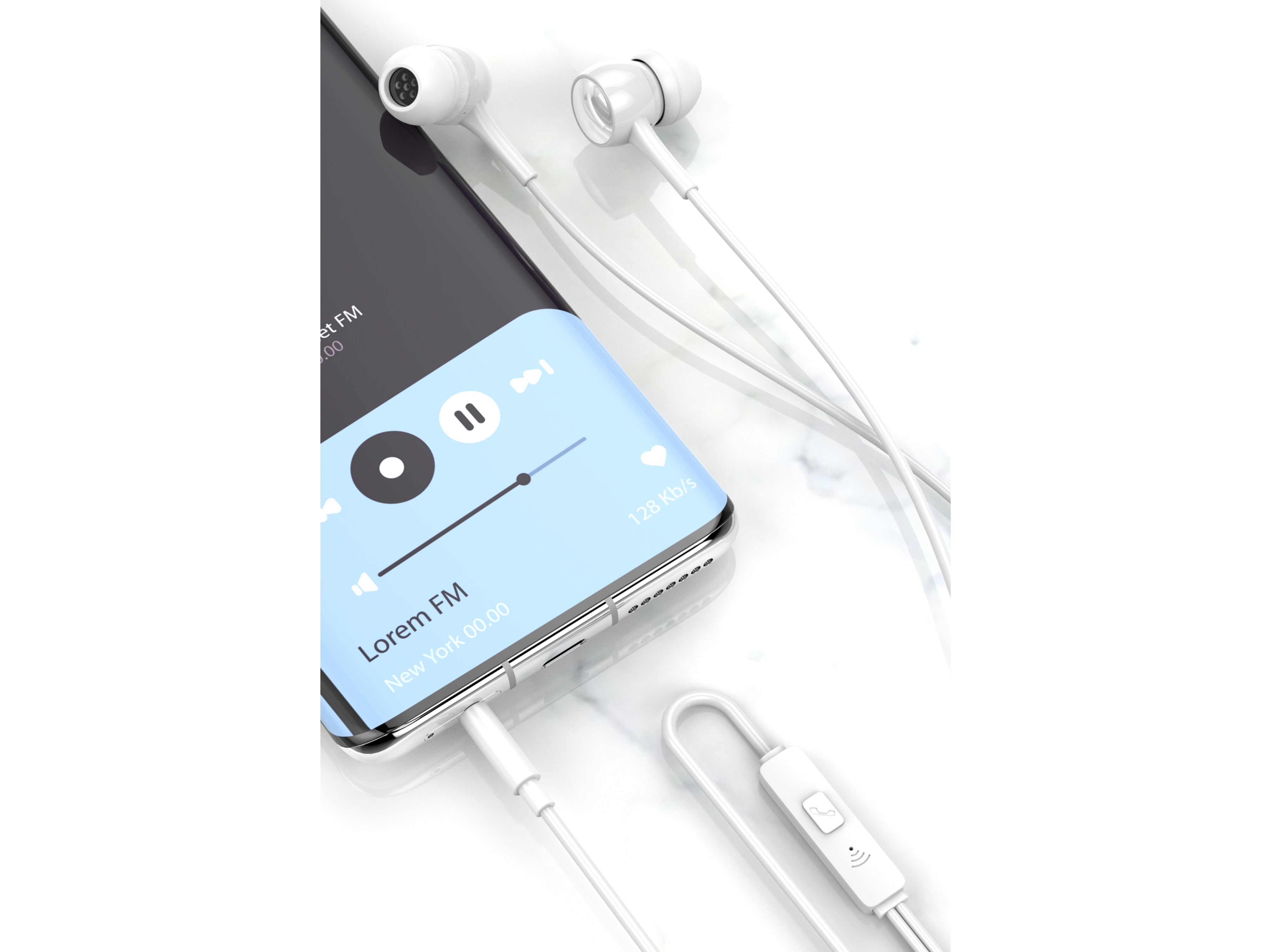 Techancy Auscultadores Intra-Auriculares Com Fios Brancos 1,2 M TD8057, Tomada De 3,5 Mm Compatível Com Telemóveis/Pc/Mp3, Etc.