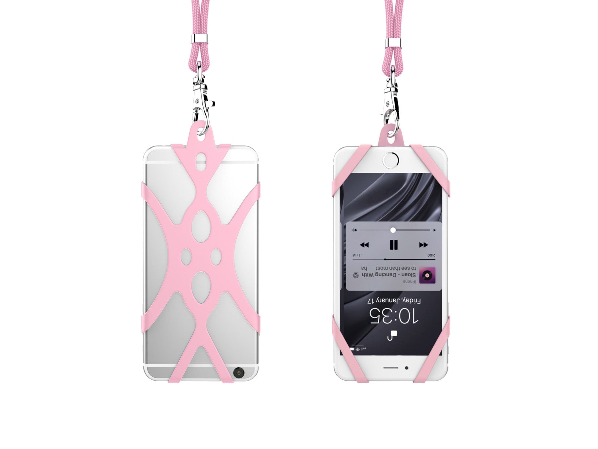 Correia universal de silicone para telemóvel Techancy, 80 cm, KC2113, compatível com todos os modelos de telemóvel, cor rosa