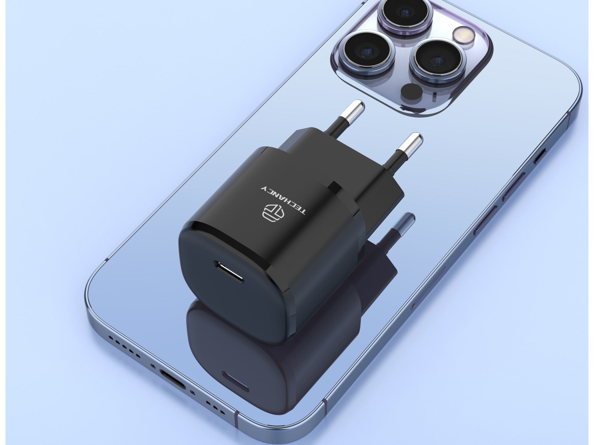 Techancy Carregador Pd 30w Usb C Preto TA2811, Cabo De Carregamento Rápido Adapt Pd, Compatível Com Android/Apple.