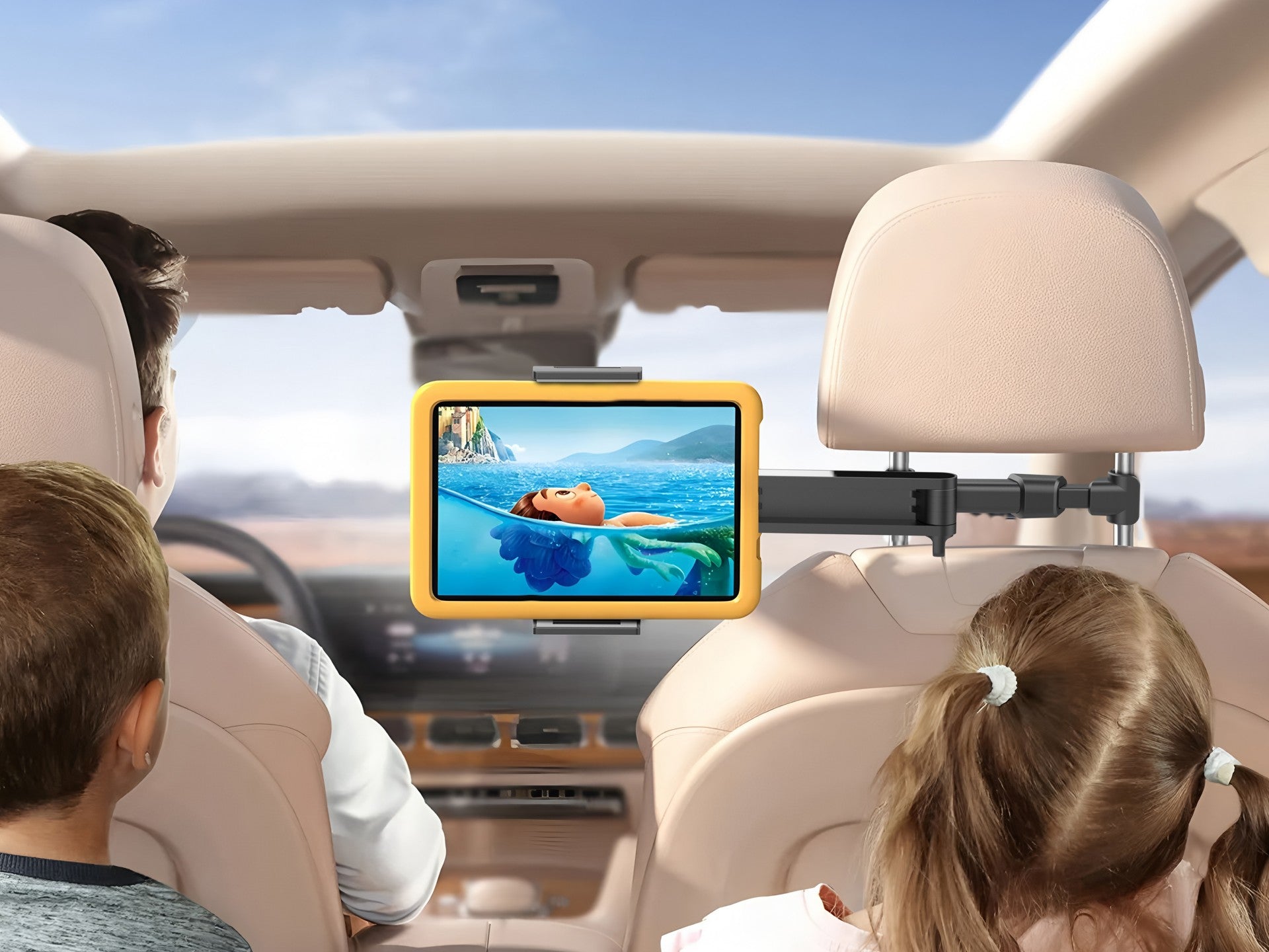 Techancy TI2344 Triple Folding Car Rear Mount with 360° Rotation, Adjustable, Stable, Compatible with 4.7 to 13.2 inch Cars, Black Color