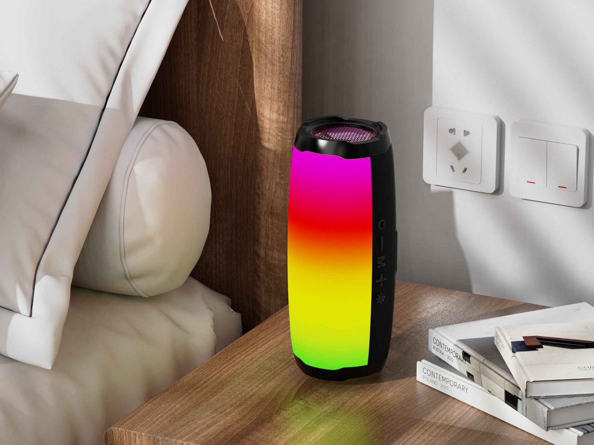Techancy Audio Bluetooth TH2632, LED de ritmo musical, batería integrada, compatible con conexión inalámbrica 5.0/TF/U Disk/Aux