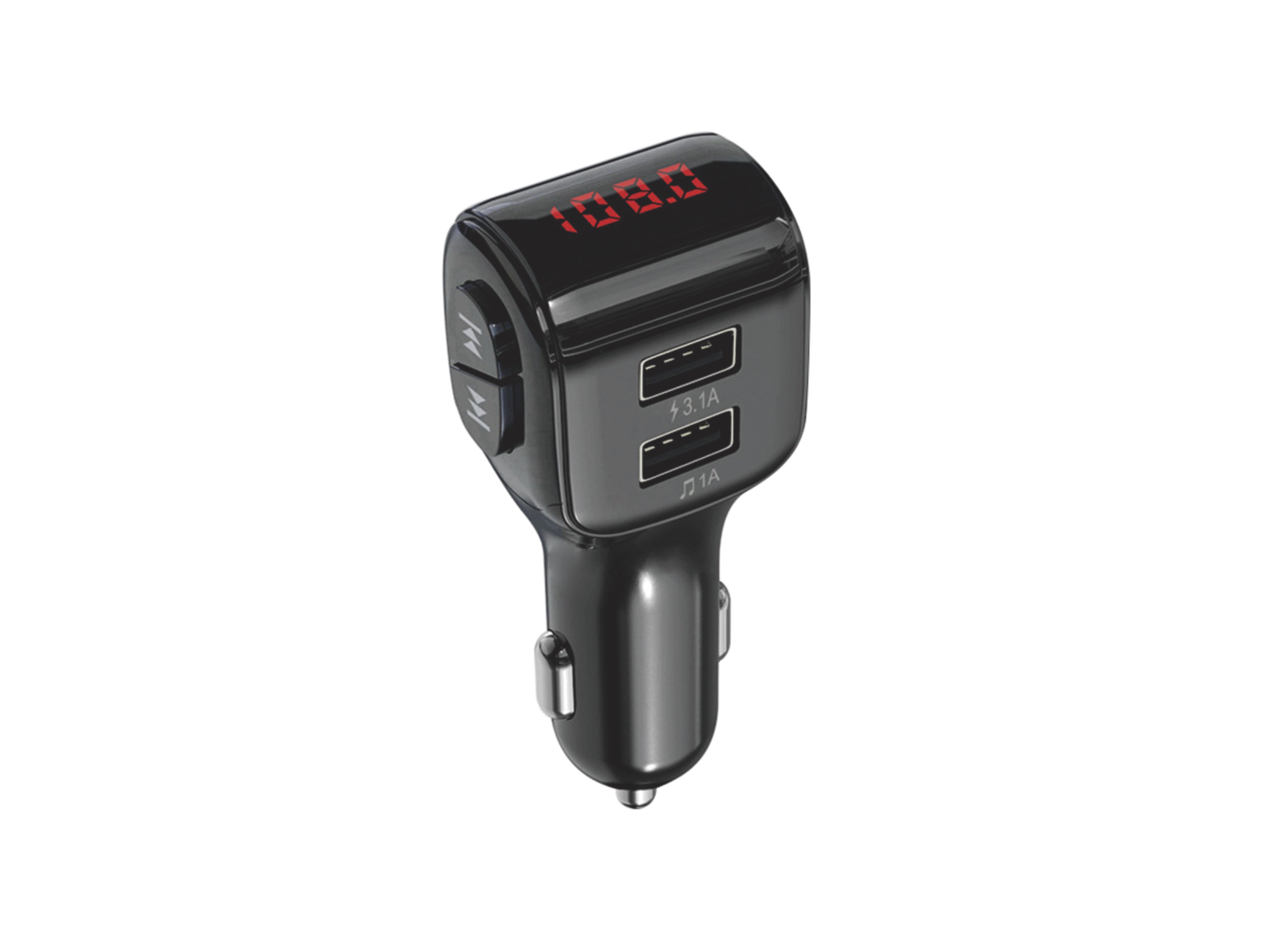 Techancy Black Car MP3 Player TE0860, 3.1 A Fast Charging, FM+Bluetooth Connection, 12-24 V Input