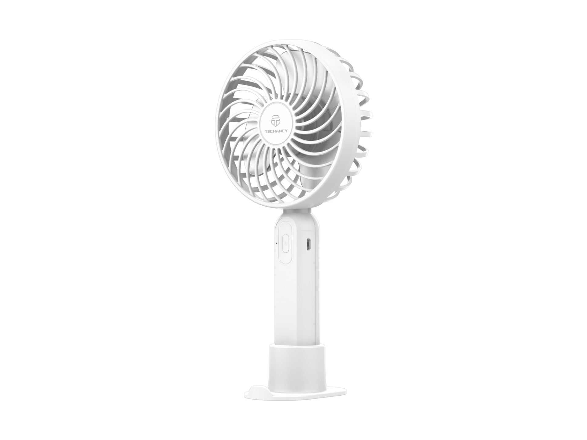 Ventilador portátil Techancy KL7300 blanco, ajustable a 3 velocidades, con soporte para escritorio