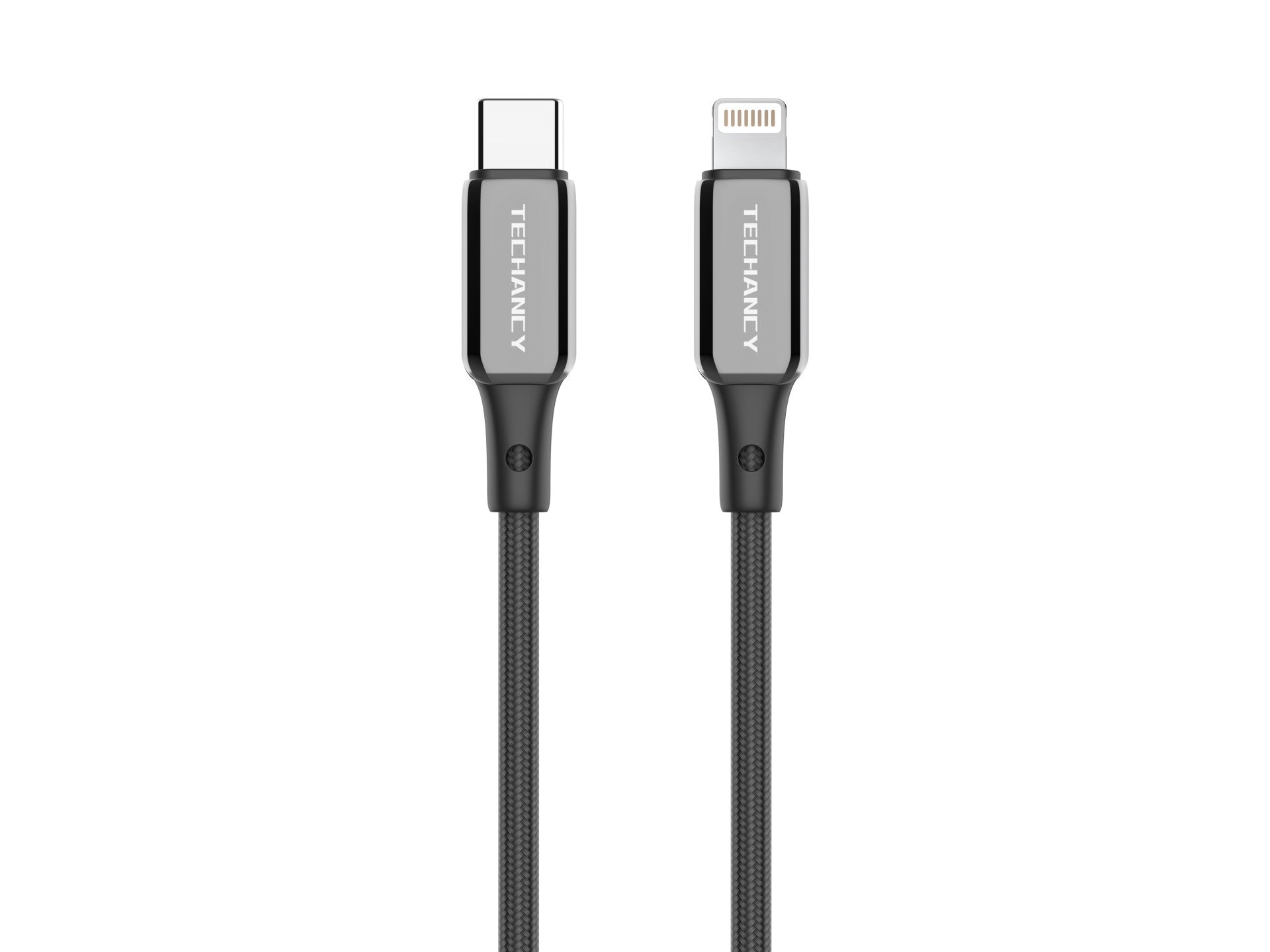 Cable USB-C a Lightning Techancy TB1802, 27 W, 1 m, negro, conector de aluminio, diseño antideslizante, compatible con iPhone 11-14