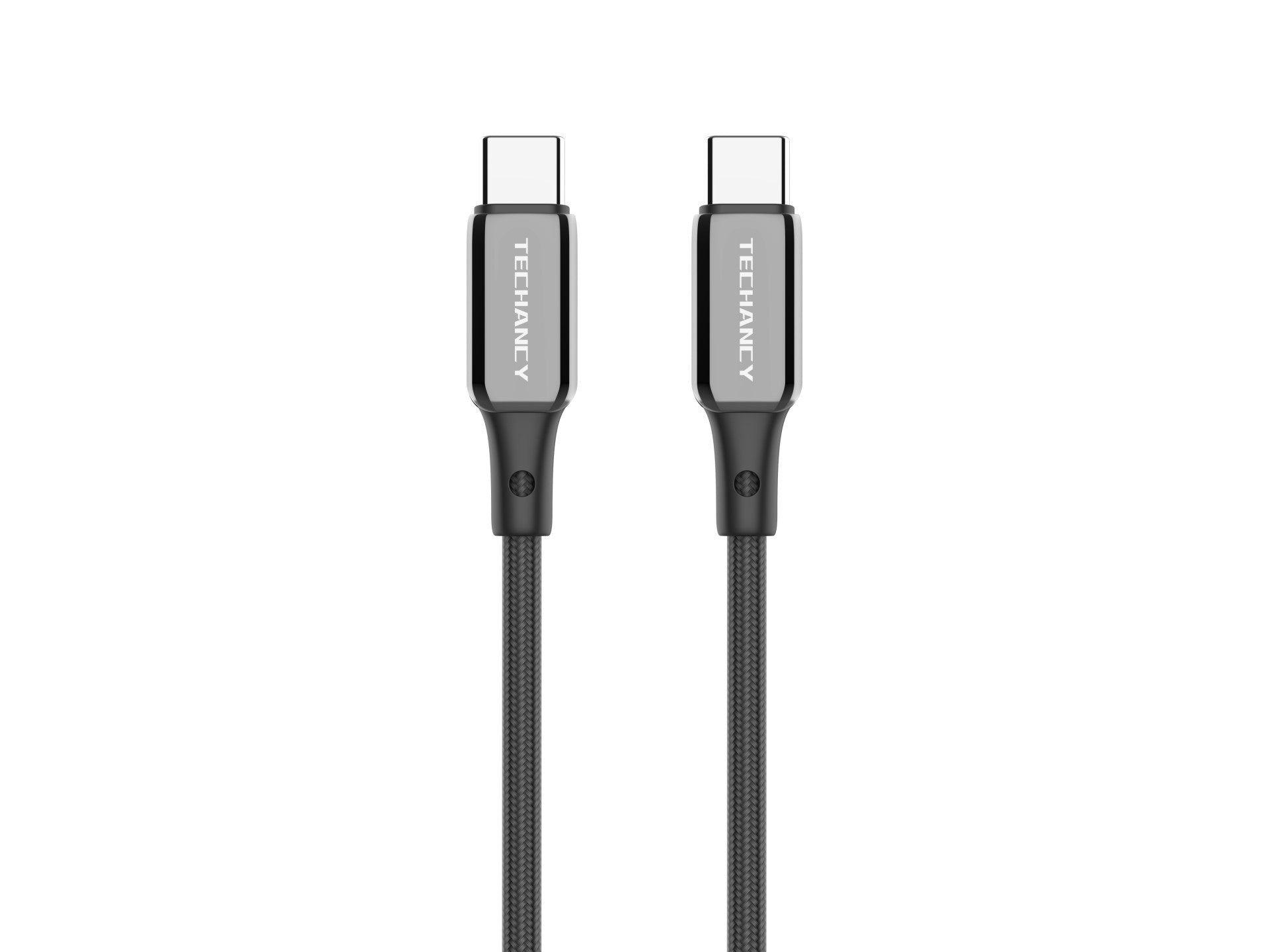 Cable USB-C a USB-C Techancy TB1802, 60 W, 1 m, negro, conector de aluminio, diseño antideslizante, transferencia rápida, resistente