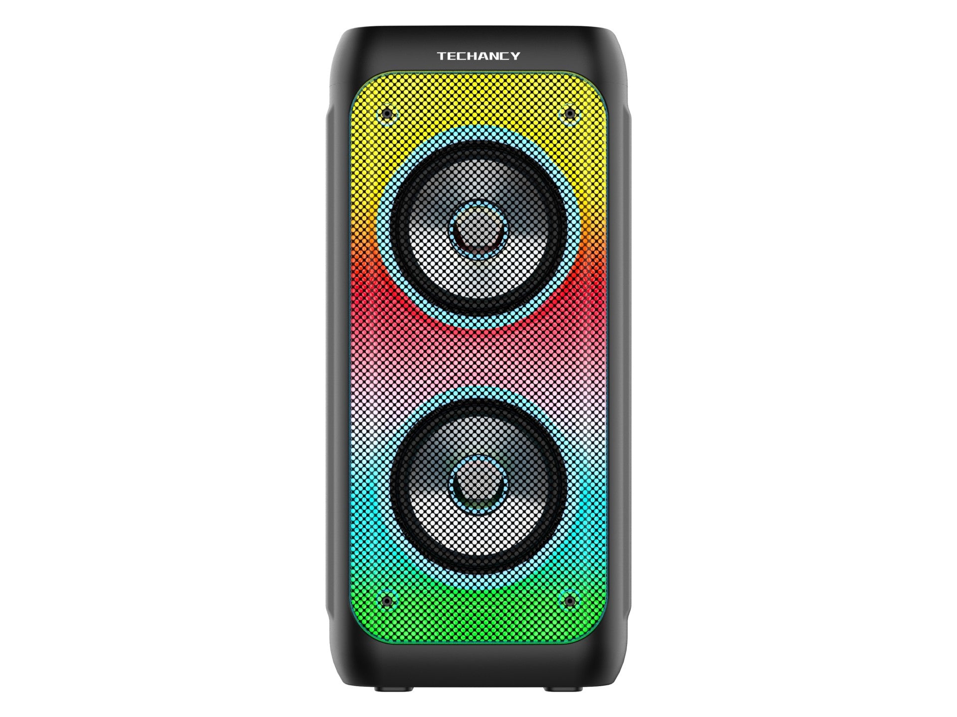 Altavoz Bluetooth inalámbrico Techancy TH2637, altavoz de 2 x 4 pulgadas, sonido estéreo TWS, ritmos de luz LED,