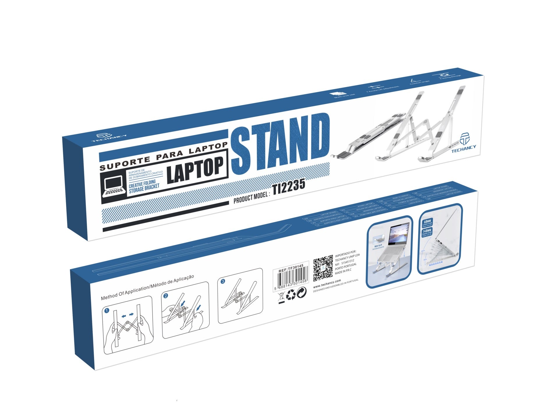 Suporte de refrigeração para notebook Techancy Metal, fabricado com tecnologia CNC, TI2235, ângulo ajustável em 7 posições, prateado