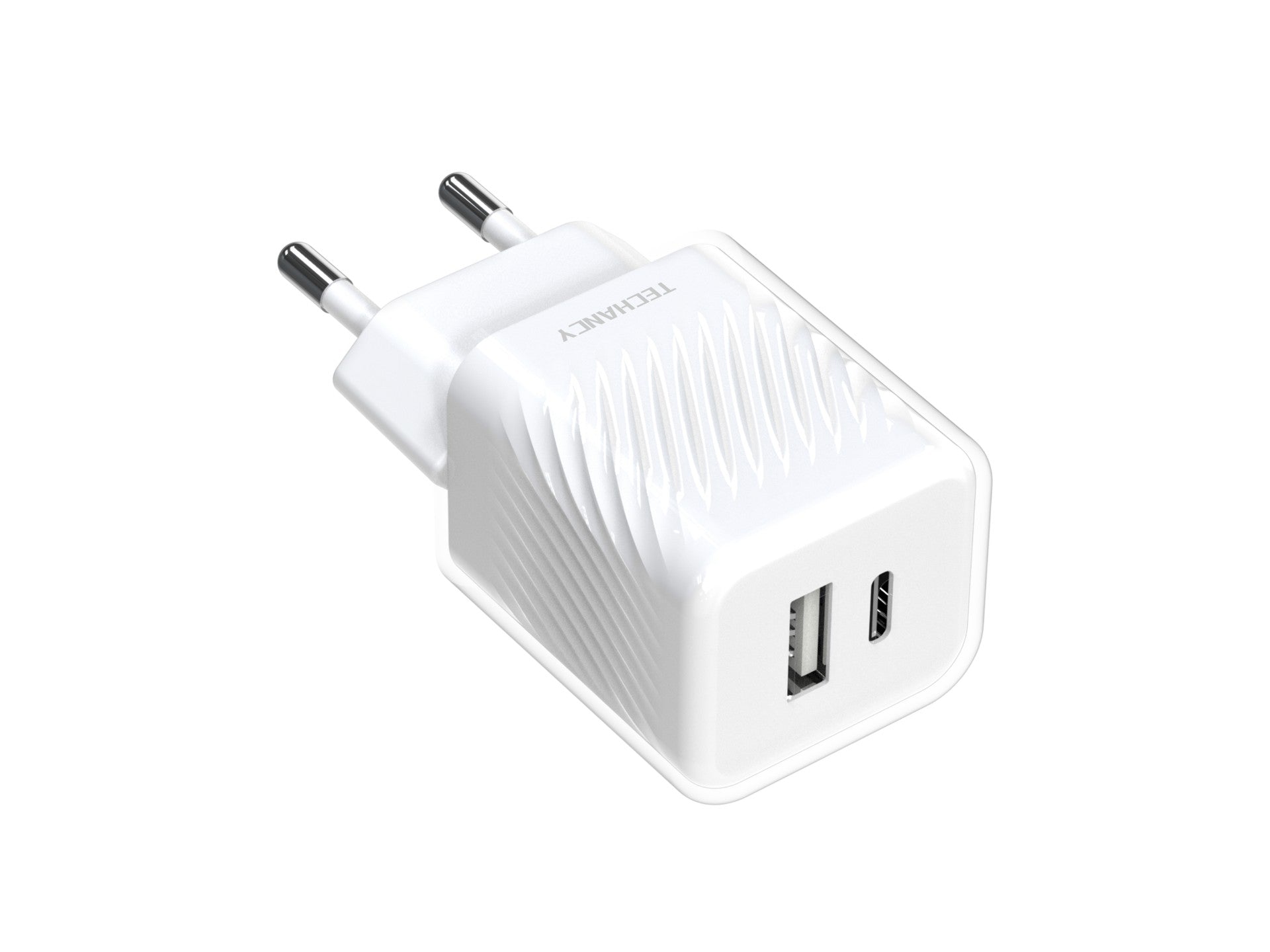 Techancy Carregador De Parede Pd Usb-C De 33 W Branco TA2817, Adaptador De Carregamento Rápido A + C De Porta Dupla Para Gan.