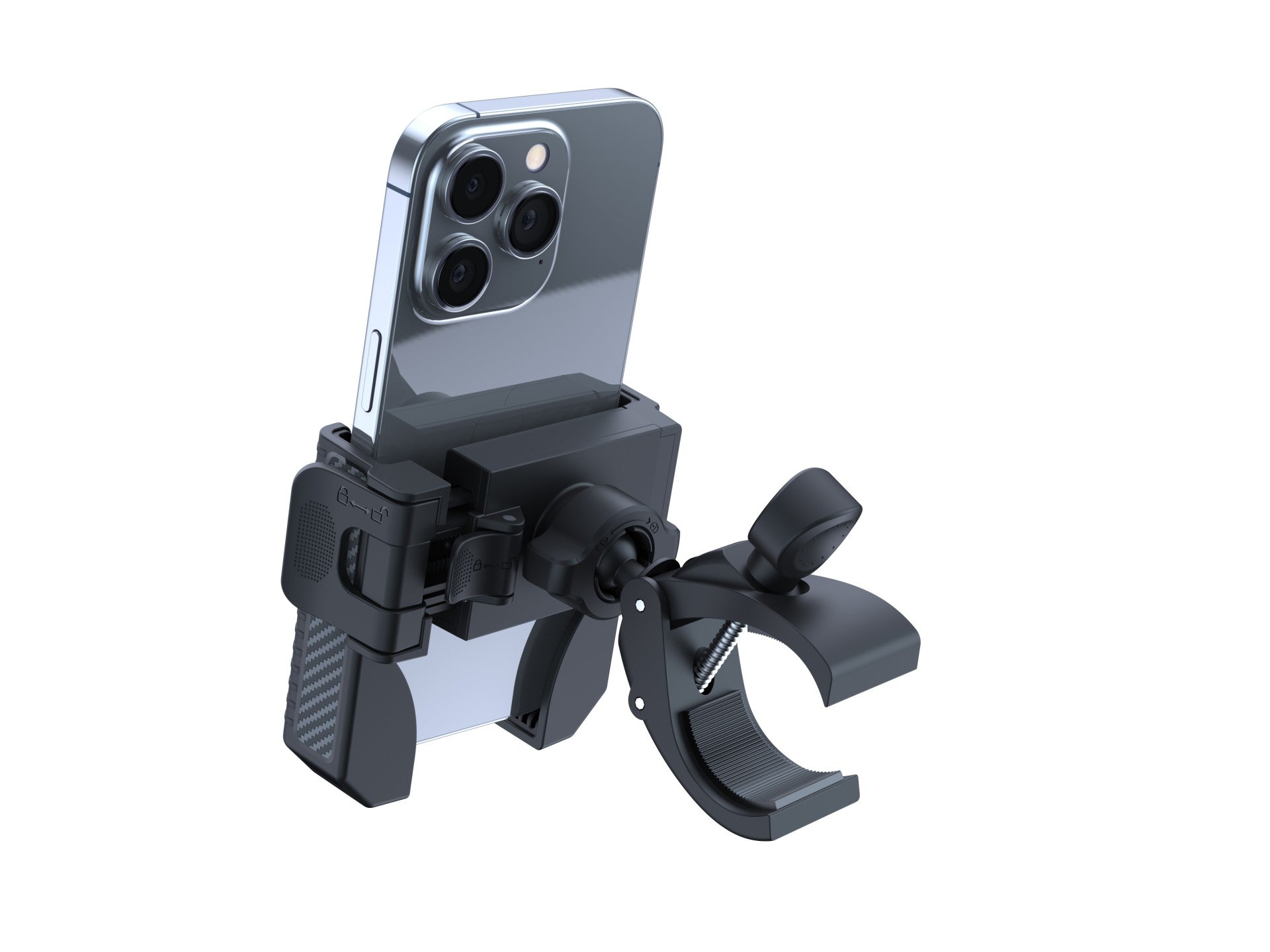 Techancy TI2338 Universal Mobile Phone Holder, Compatible with Bicycle/Motorcycle, 4.5-7.2 Inches, ABS+Silicone, Black