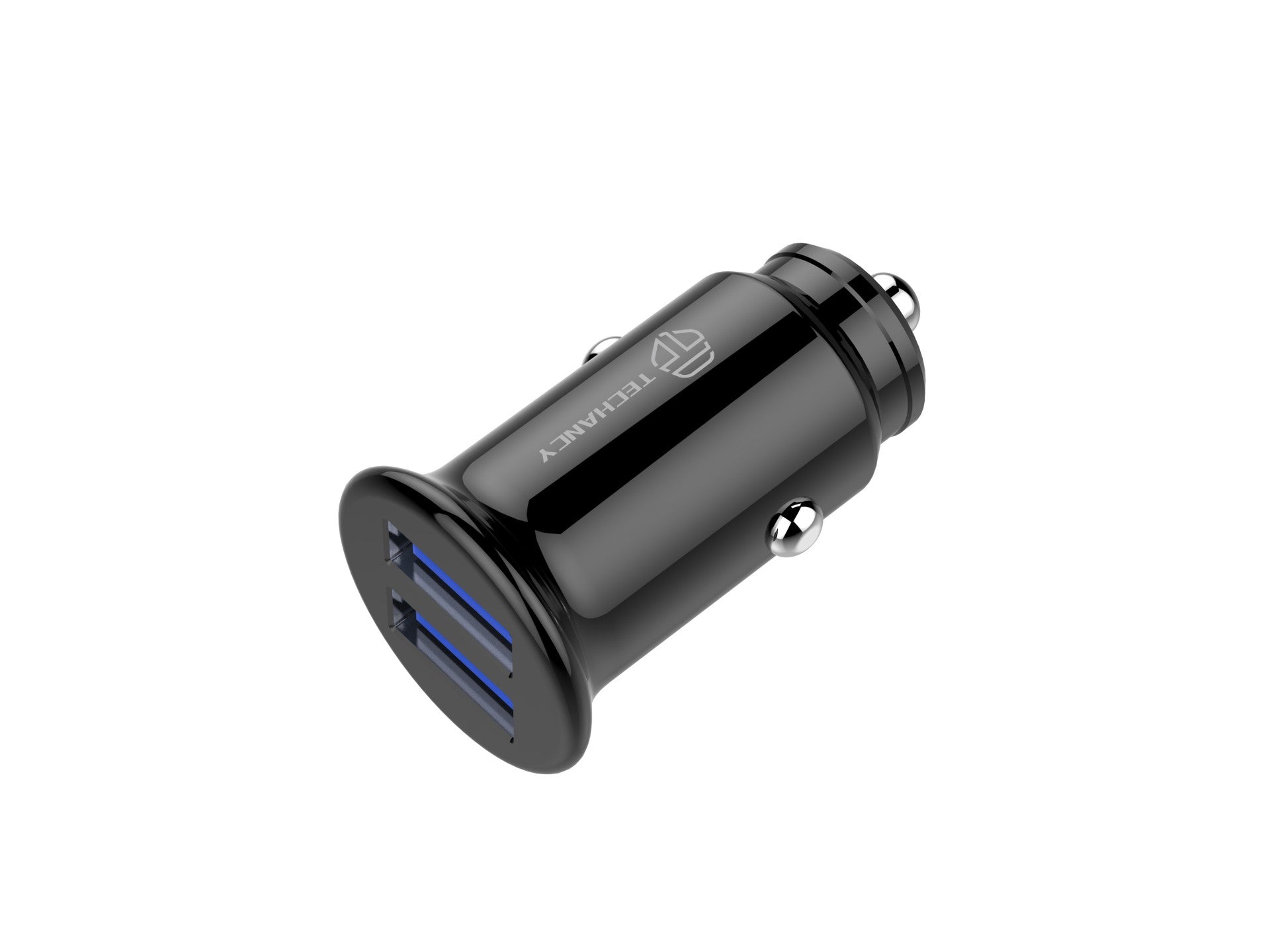 Techancy Carregador De Automóvel Mini TC6417, Carregamento 2usb 2.4A, Compatível Com Camiões E Automóveis, Preto