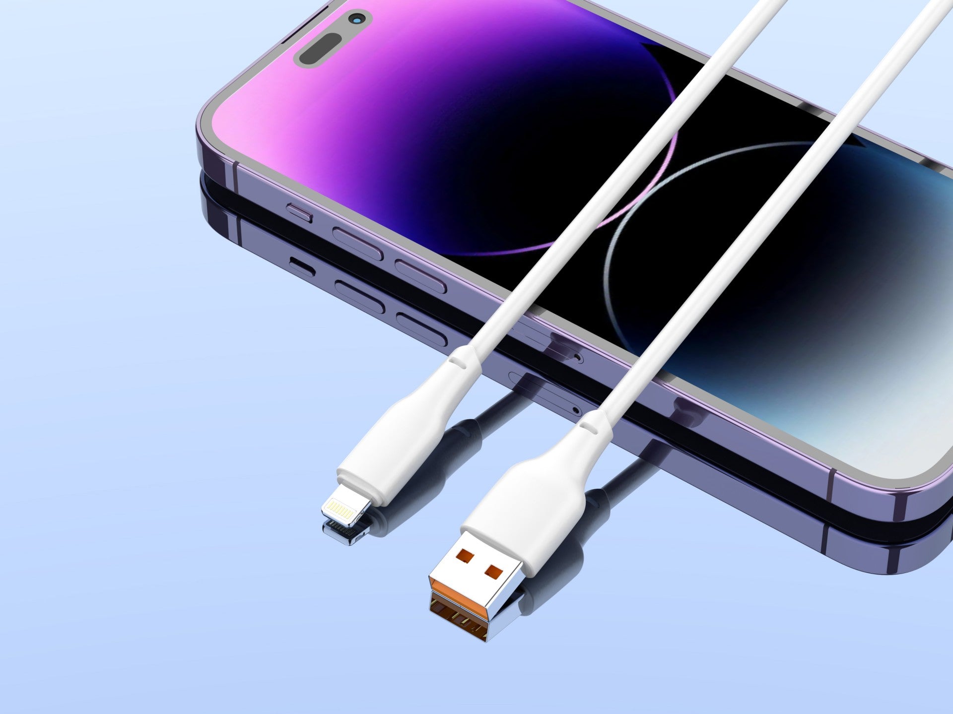 Techancy Cabo Usb-Lightning Branco 1m TB1776,Carregamento Rápido 2.4a, Suporta Transmissão De Dados, Material Pvc