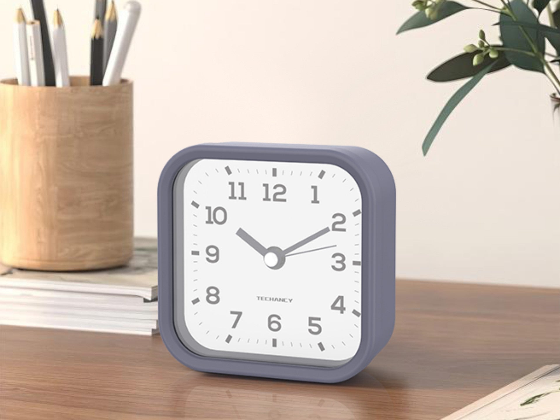 Techancy Mini despertador de mesa ME2623 silencioso números grandes espelho HD corpo ABS portátil para quarto e escritório cor cinzenta