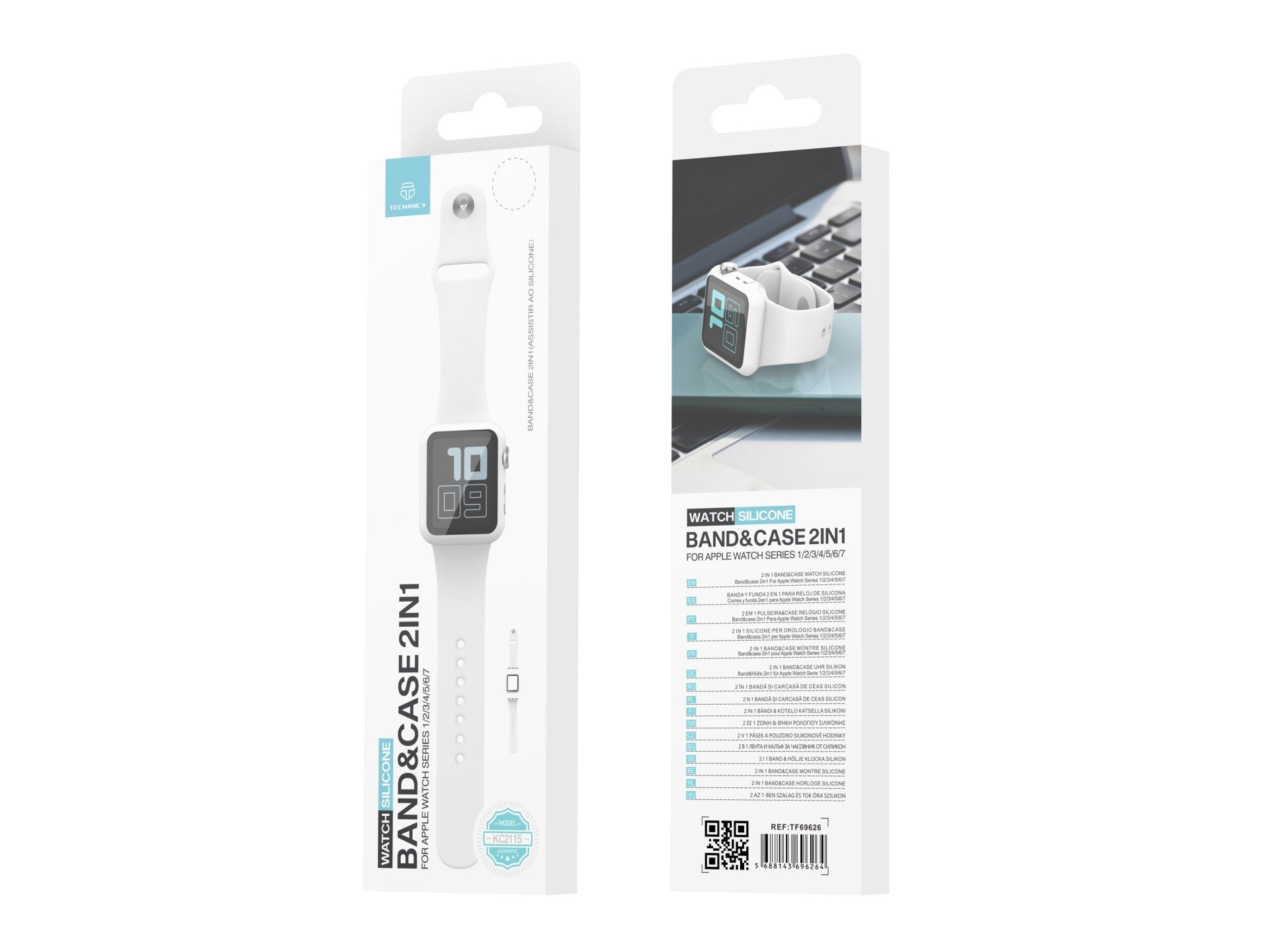 Techancy KC2115 Silicone Watch Band with Screen Protector, Compatible with Apple Watch 41mm, White