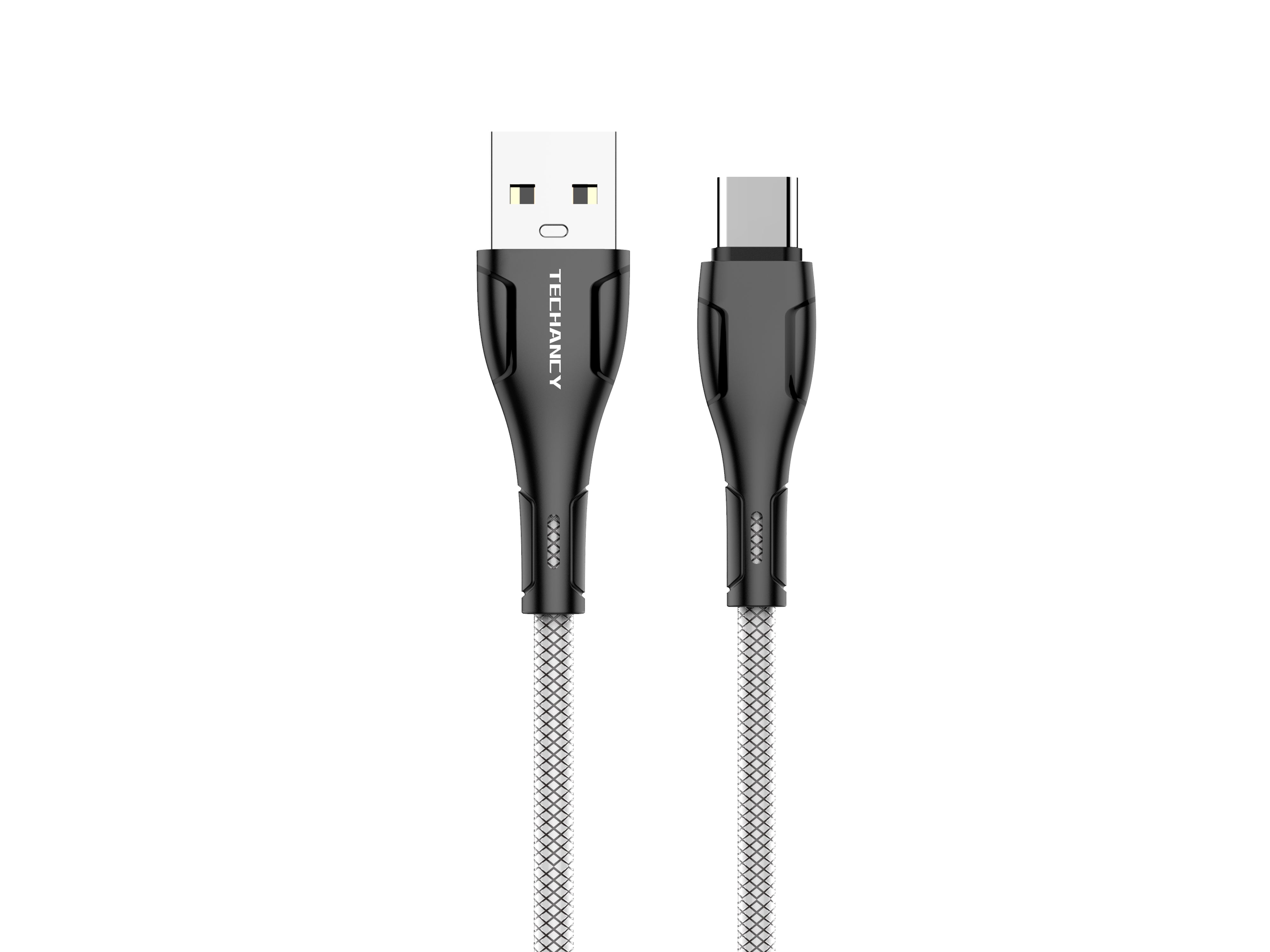 Techancy Cabo De Dados Usb-Tipo-C Preto TB1695, Carregamento De 2,4 A, Transferência De Dados Compatível