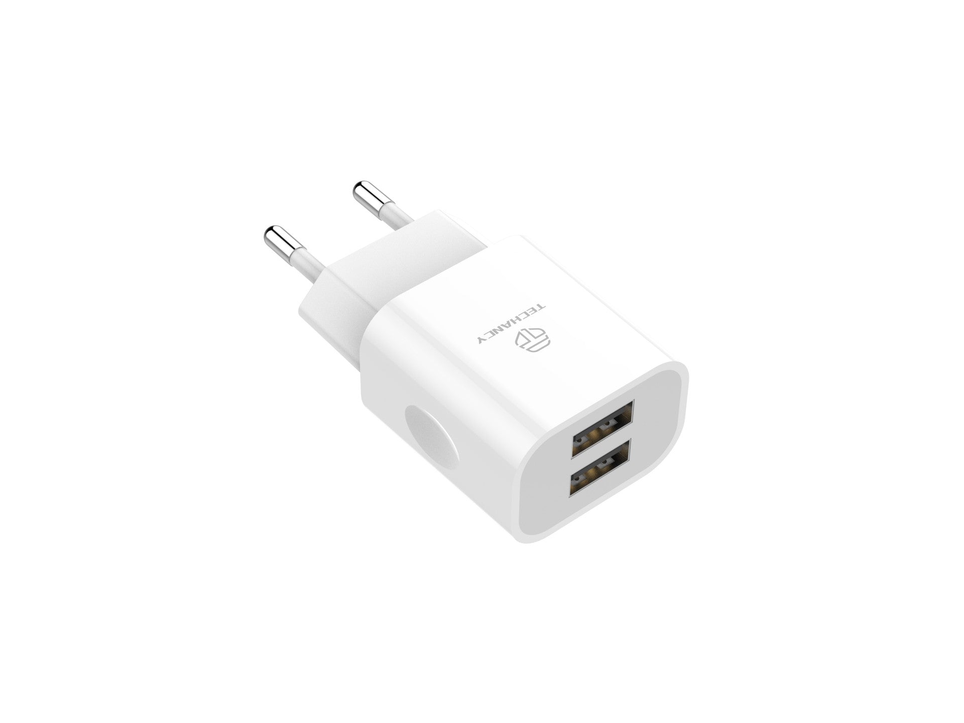 Techancy Carregador De Parede Usb Branco TA2772, Carregamento 5V-2.4A 2usb Compatível Com Diferentes Necessidades De Dispositivos