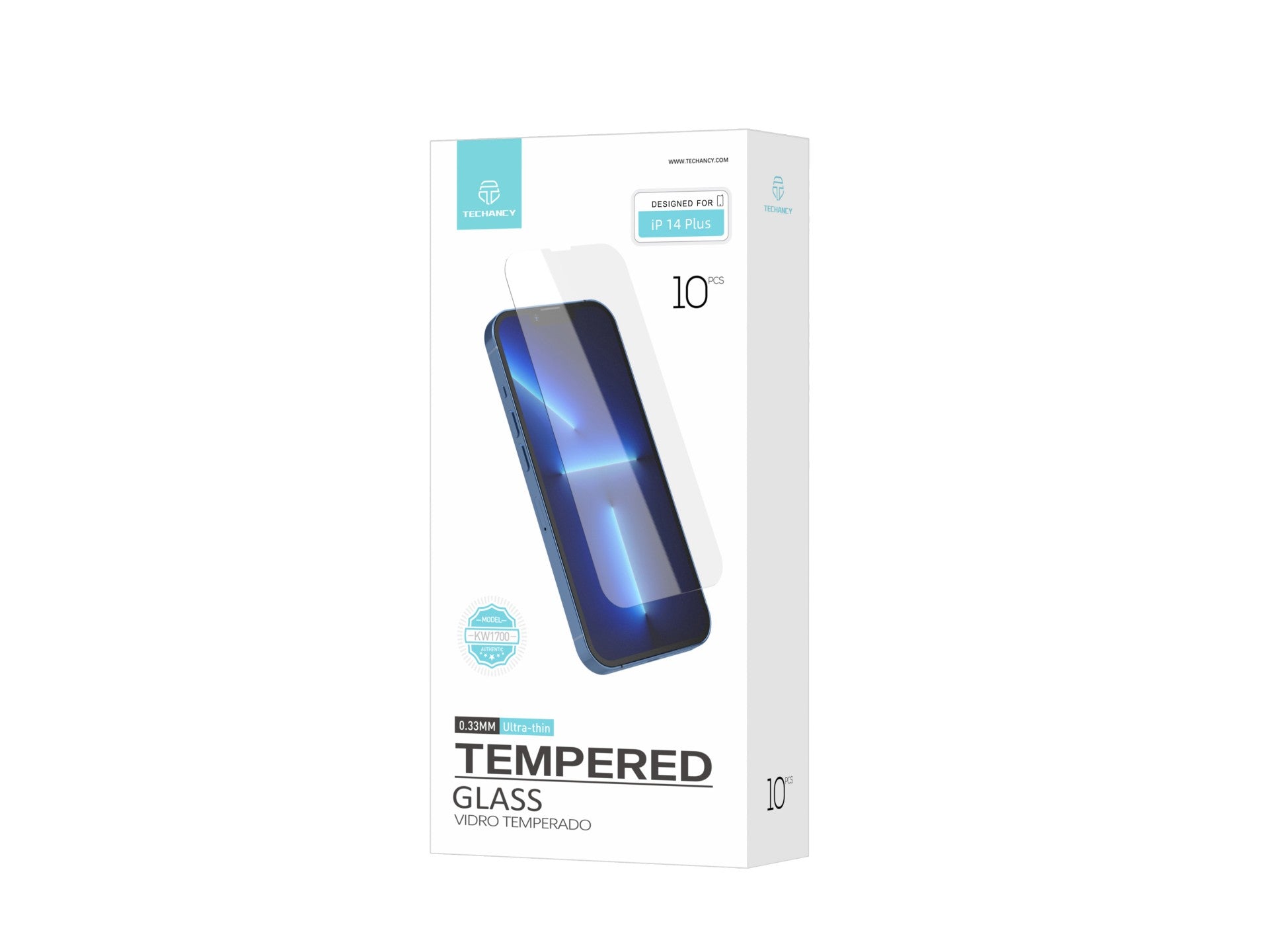 Techancy Película de Vidro Temperado  para iPhone 14 Pro KW1700 , 0.33MM, Anti-riscos, Alta Transparência, Fácil Aplicação