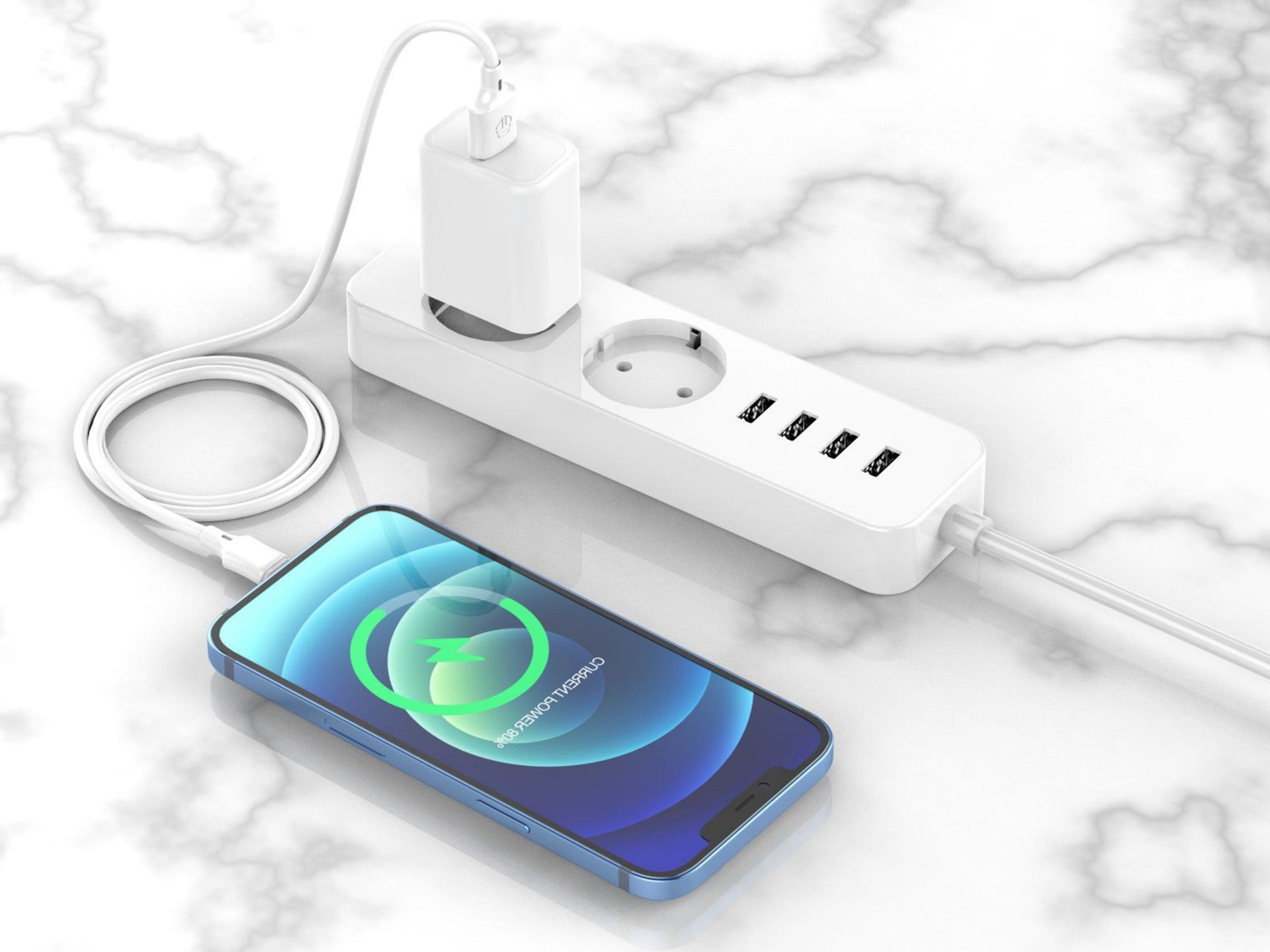 Techancy Cabo De Dados Usb-Lightning Branco TB1671, 2m De Distância, Carregamento 2.4a, Compatível Com Iphone/Ipad