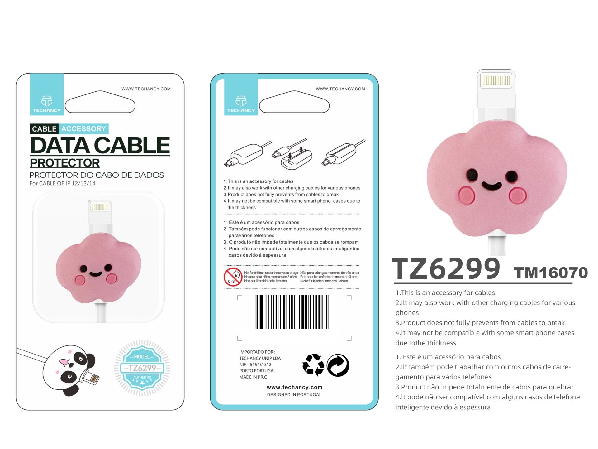 Techancy Protetor De Cabo De Dados TZ6299, Protege O Cabo De Dados Não É Fácil De Partir, Material De Silicone, Padrão Bonito