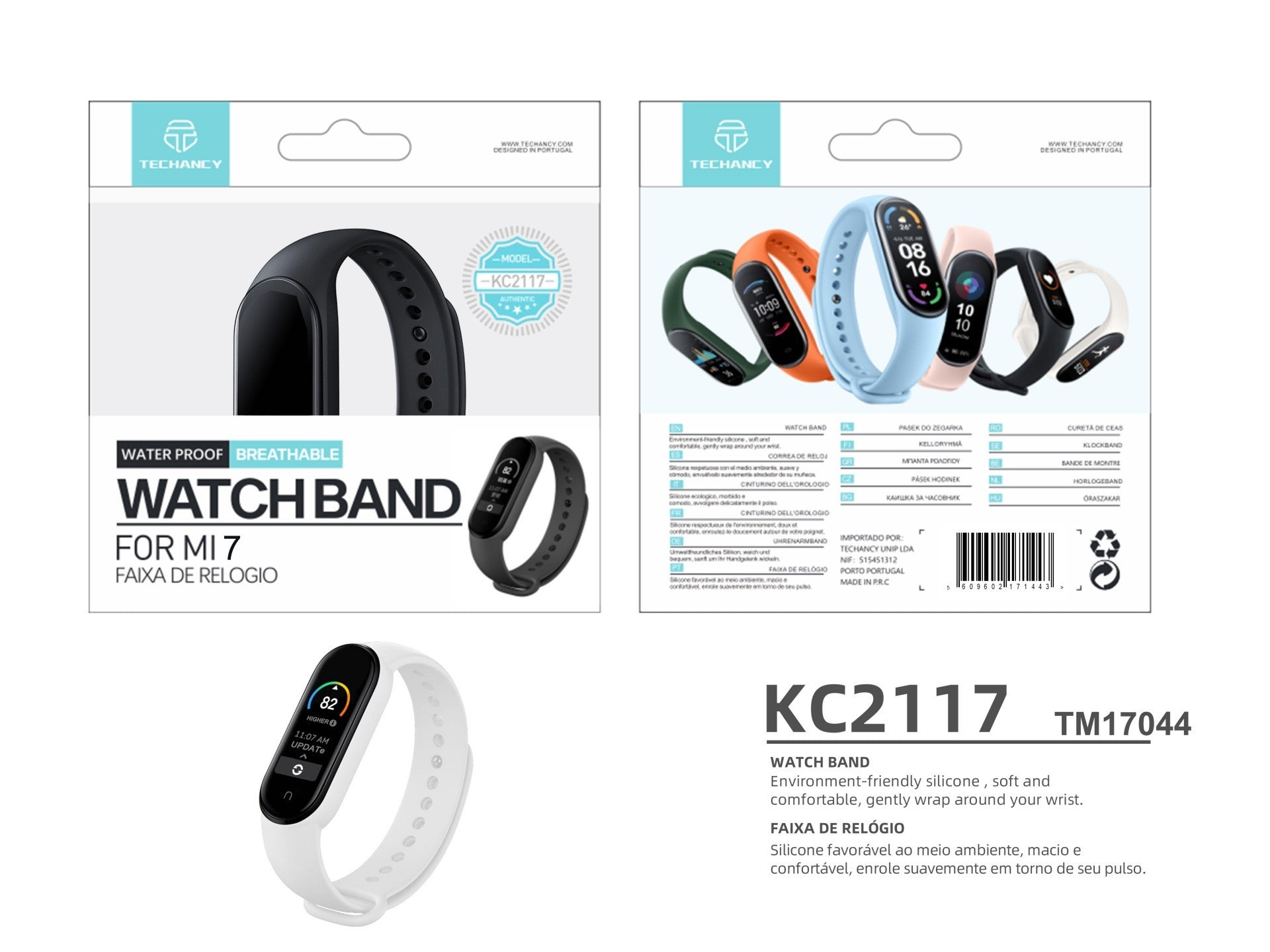 Techancy White Silicone Wristband KC2107, Compatible with Mi7 Smart Band, Made of Silicone, Soft and Comfortable.