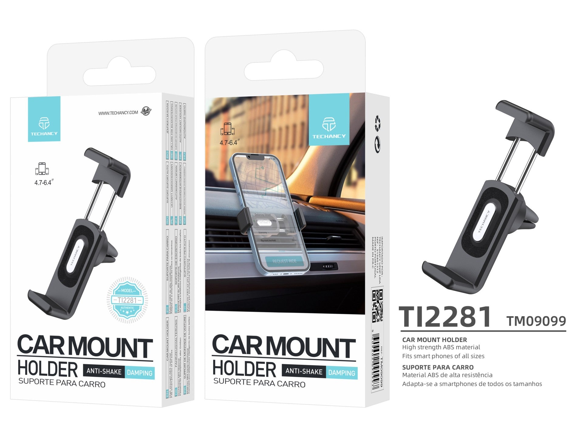 Techancy Car Phone Holder Ti2281, High Strength ABS Material, Suitable for All Mobile Phones.
