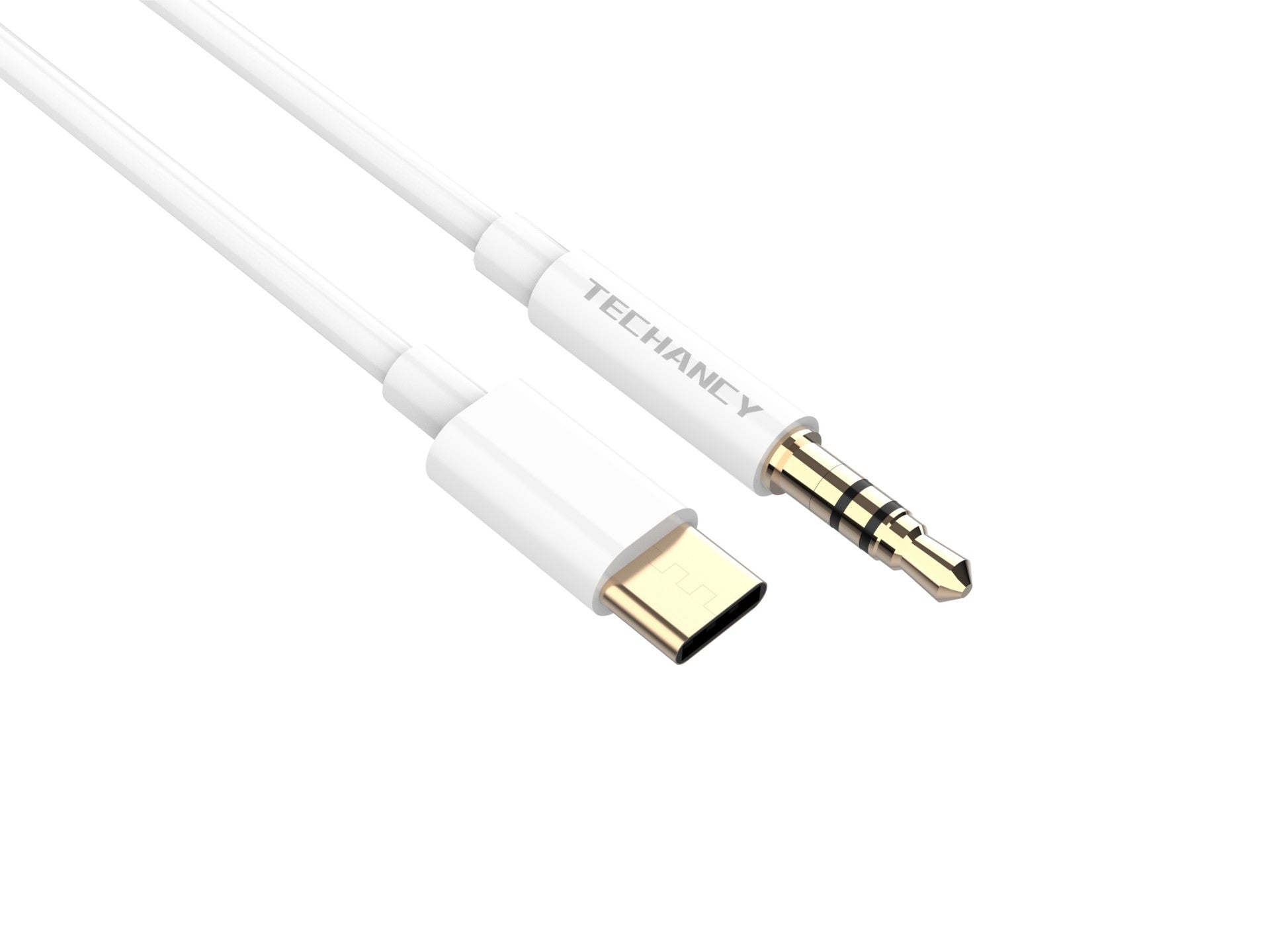 Techancy Automotive Aux Audio Cable  KQ2602, Tipo-C Para 3,5 Mm, 1 Metro, Qualidade De Som Hifi,Branco