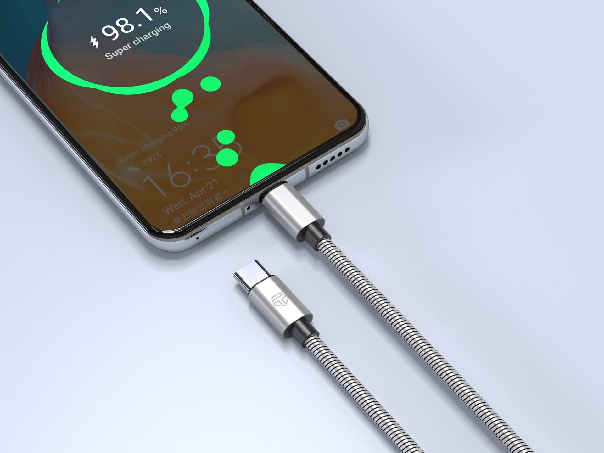 Cable USB-C a Lightning Techancy TB1796 de 1 m, diseño totalmente metálico, resistente a mascotas, carga rápida de 30 W