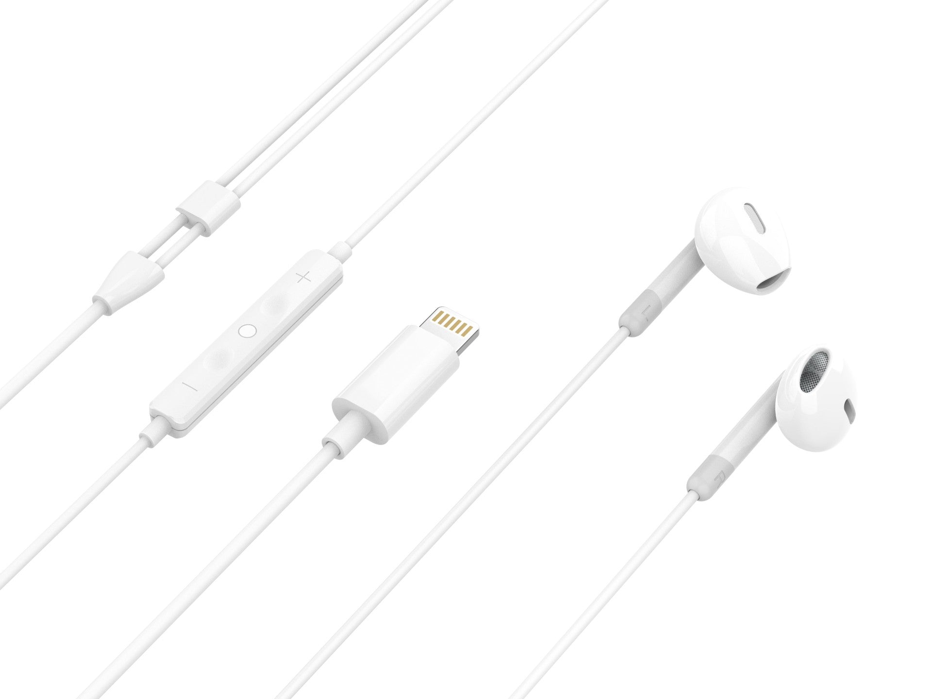 Techancy Auscultadores Estéreo Para Música TD8070 Branco, Função De Conversação, Conetor Lightning, Compatível Com Iphone/Ipad