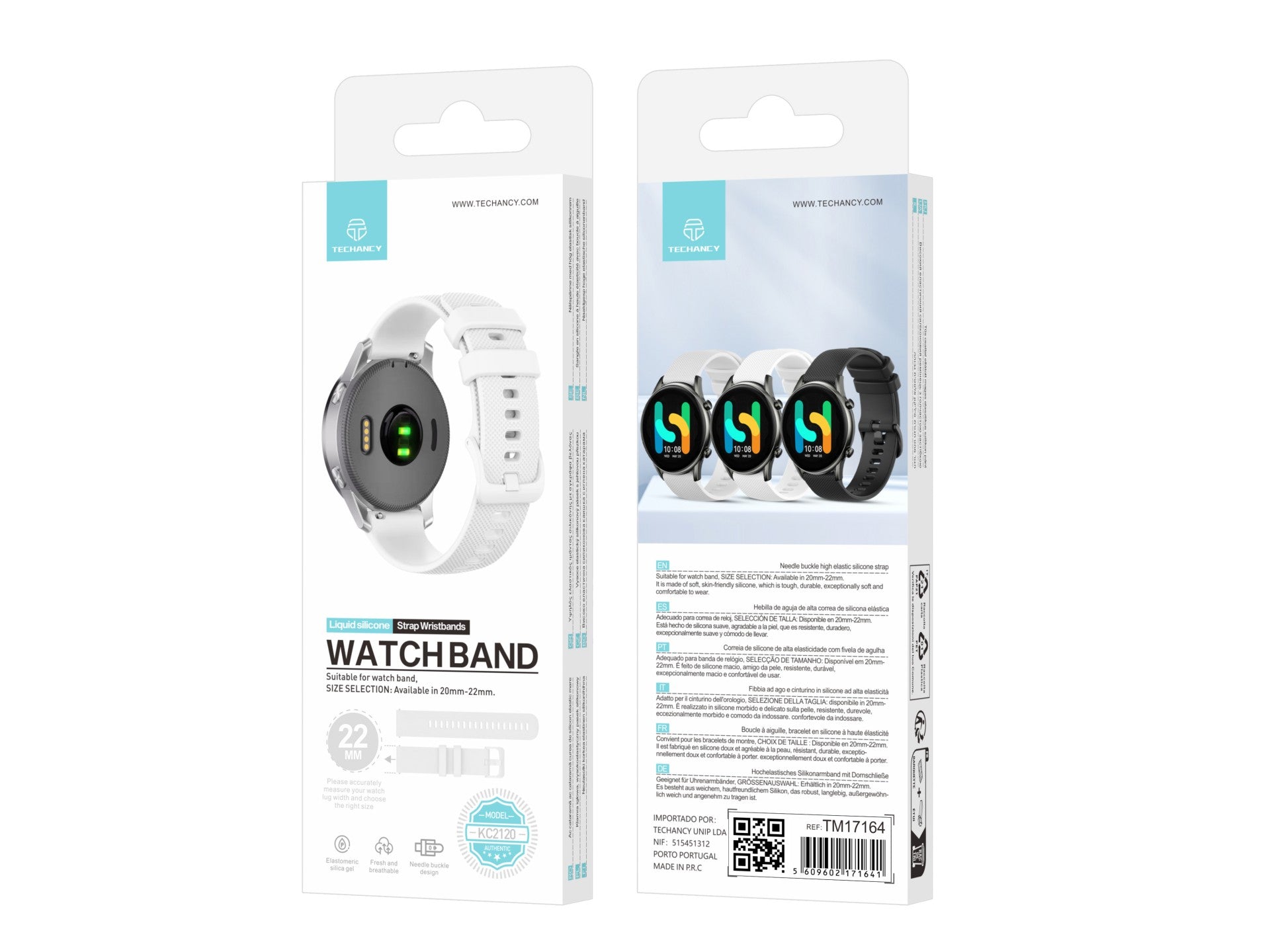 Correa Techancy KC2120 para reloj inteligente (22 mm), color blanco, compatible con Samsung Galaxy Watch y Huawei Watch.