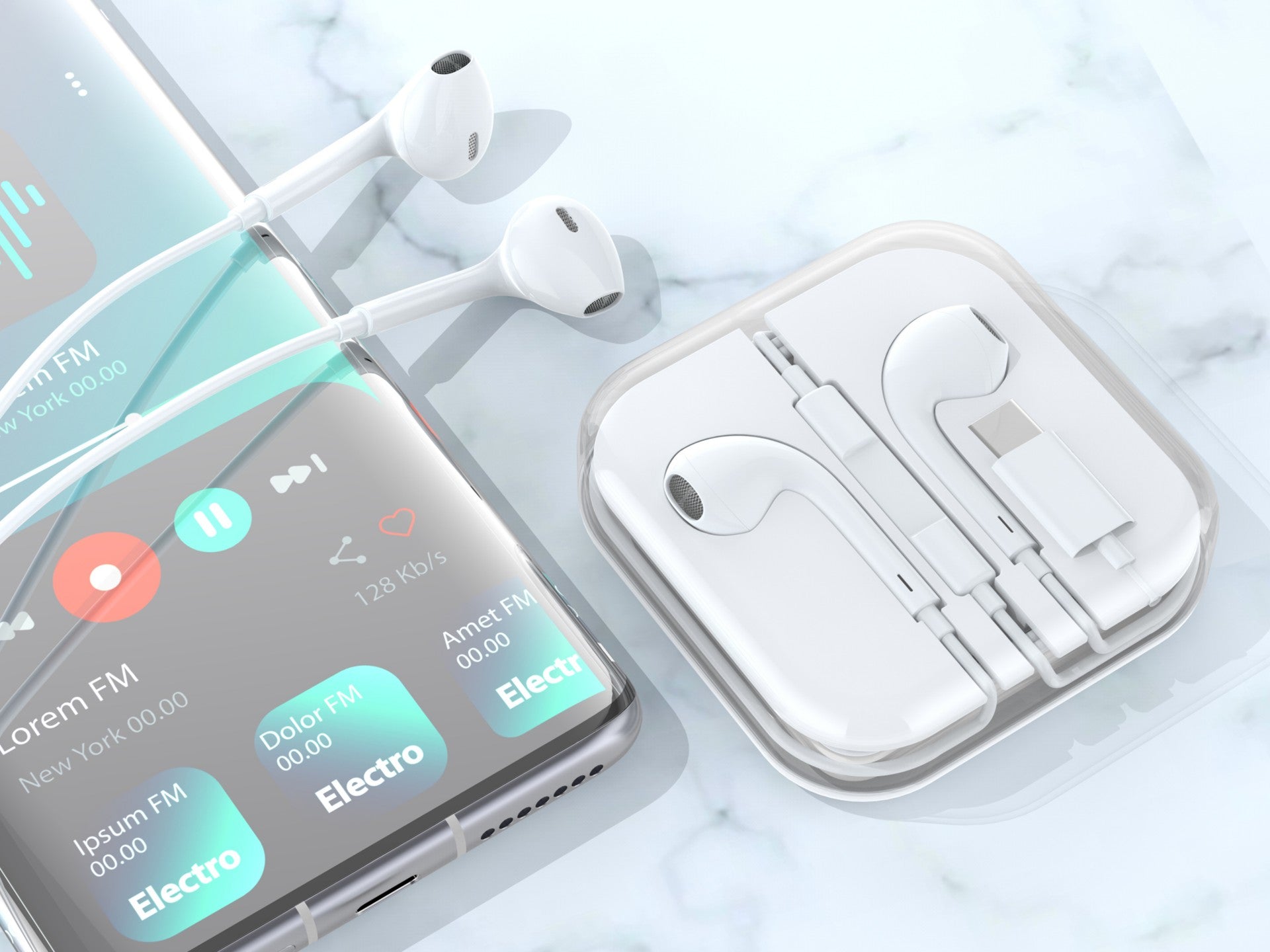 Techancy Auricular Estéreo Com Fios Branco 1,2 M TD8063, Chip Dsp Tipo C Compatível Com Samsung/Huawei/Xiaomi, Etc.
