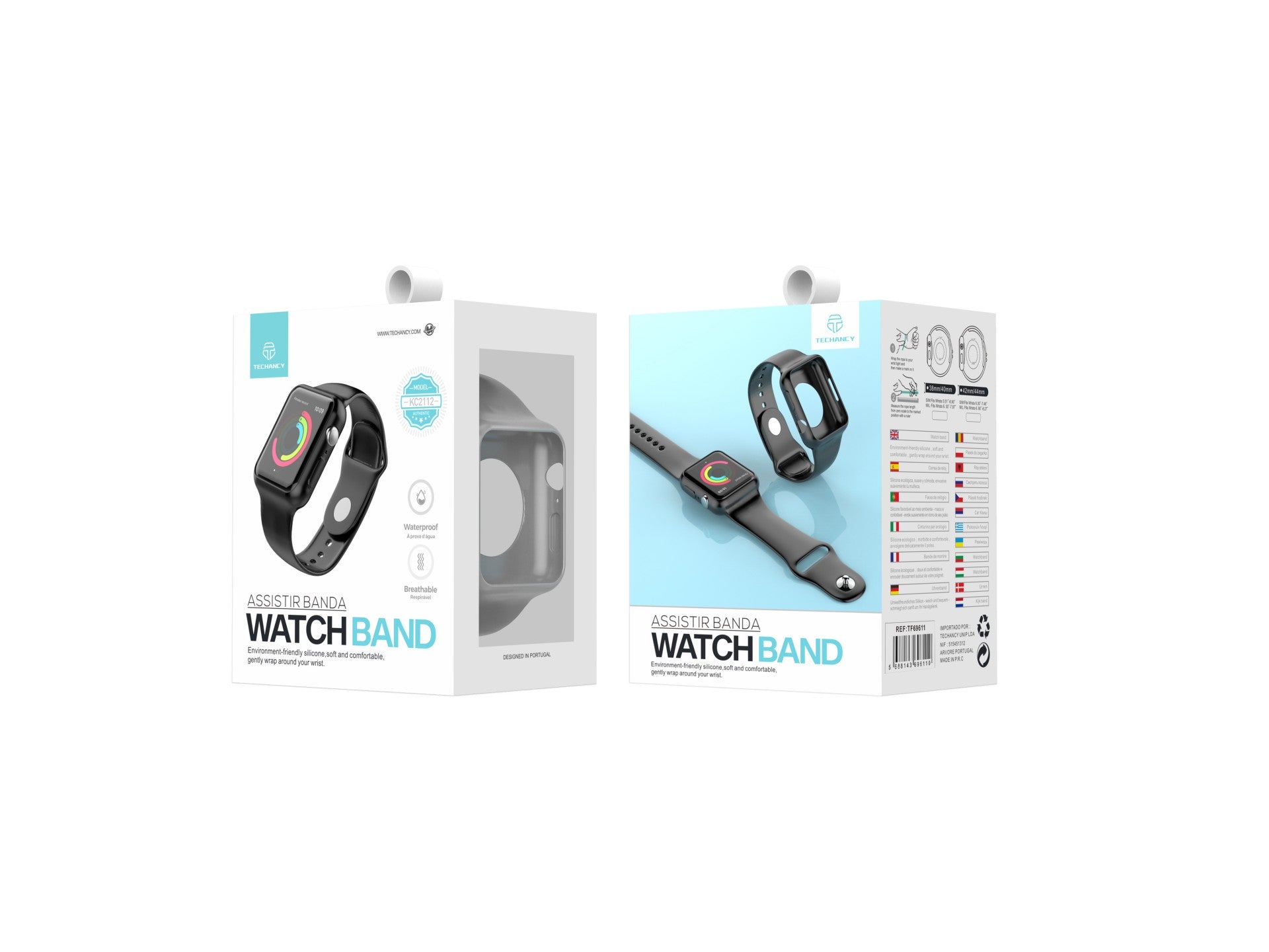 Techancy KC2112 Fully Adhesive Watch Band, Compatible with Apple Watch 42-44 mm, Gray