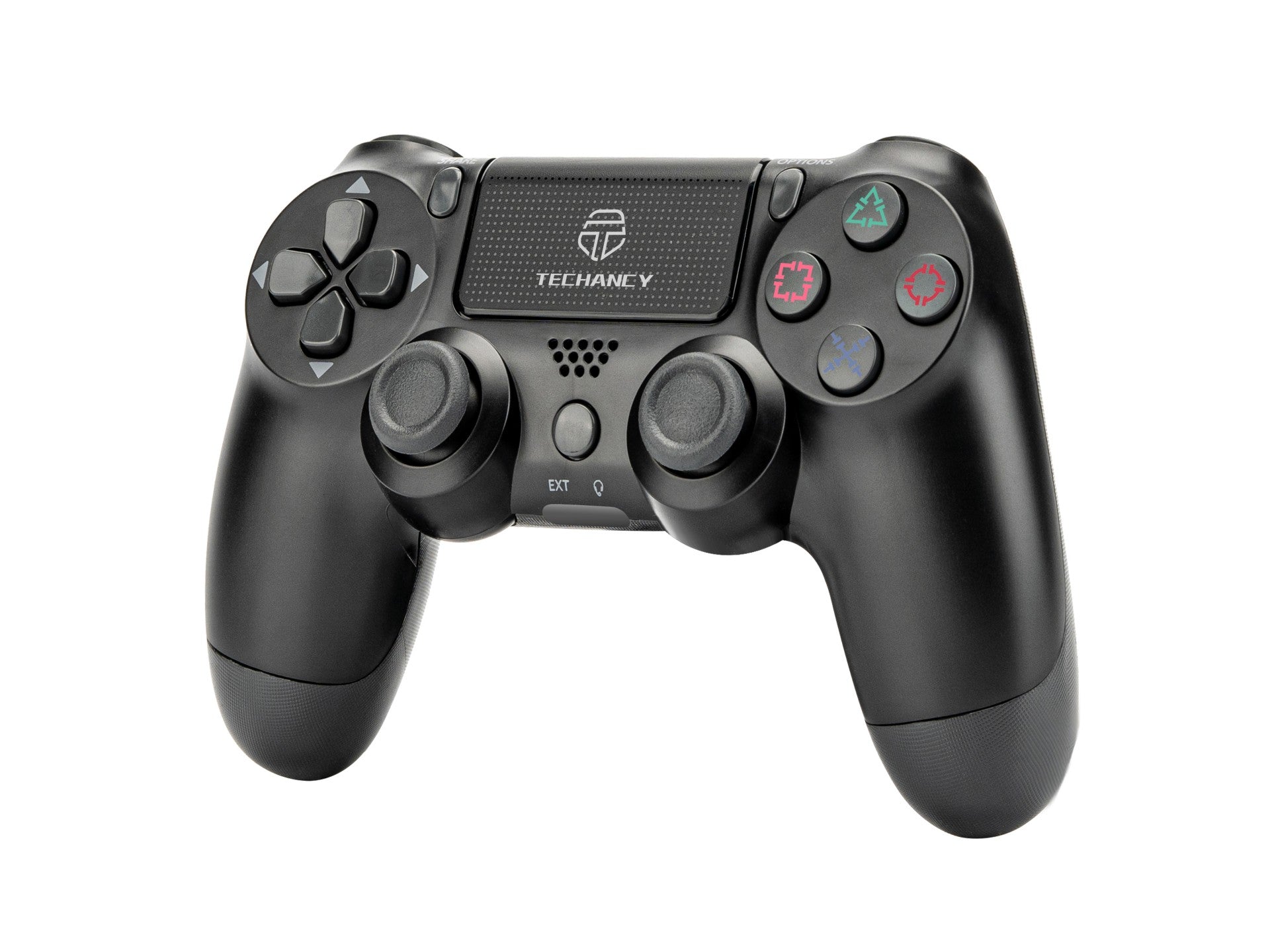 Techancy TX1704 USB Wired Game Controller for PS4 + PC, with Dual Joysticks and Vibration Feedback, Black