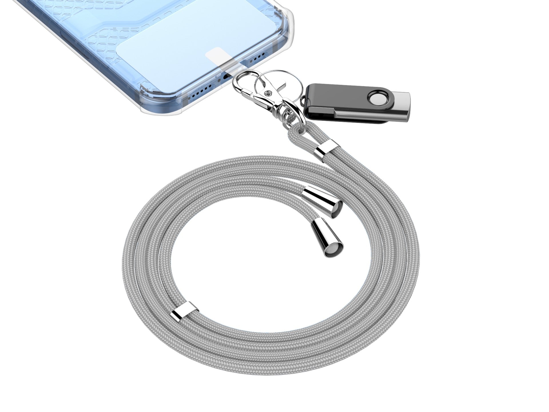 Techancy Universal Mobile Phone Cord, Grey KC2107, Adjustable Length 0-80 cm, Used with Mobile Phone Case