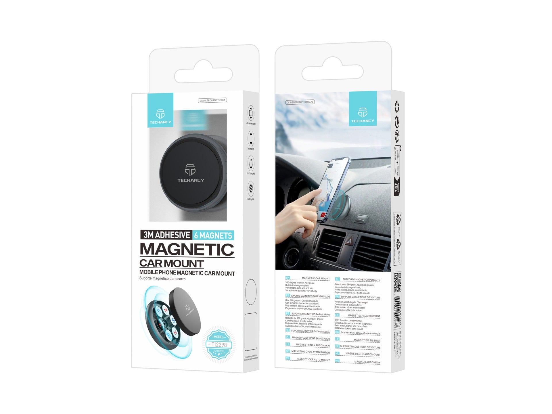 Techancy Ti2298 Magnetic Car Phone Holder, Firm Adhesion, Strong Stable Magnetic Adsorption of Mobile Phones