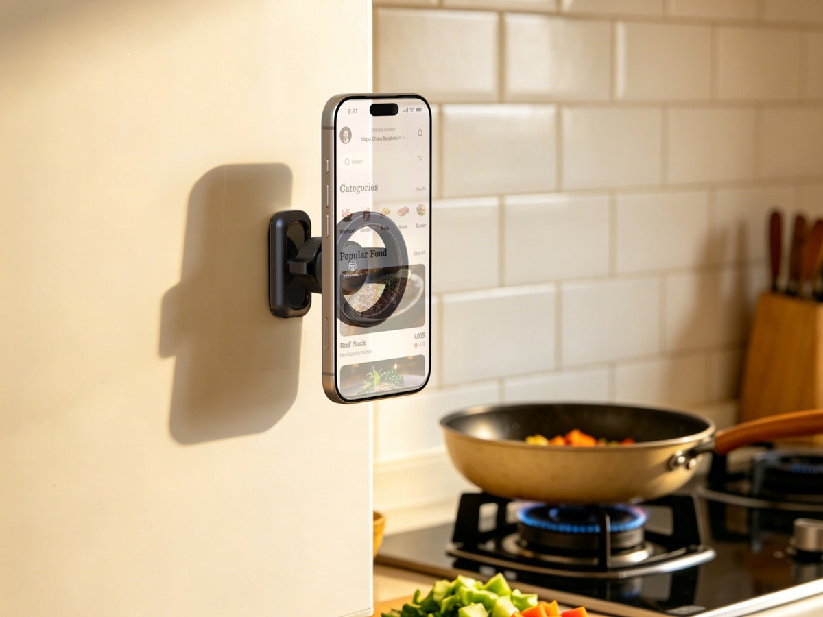 Suporte Magnetico Dupla Face para Telemovel Techancy TI2349, Imanes N52, Rotacao 360 Graus, Dobravel, Multiusos, Preto