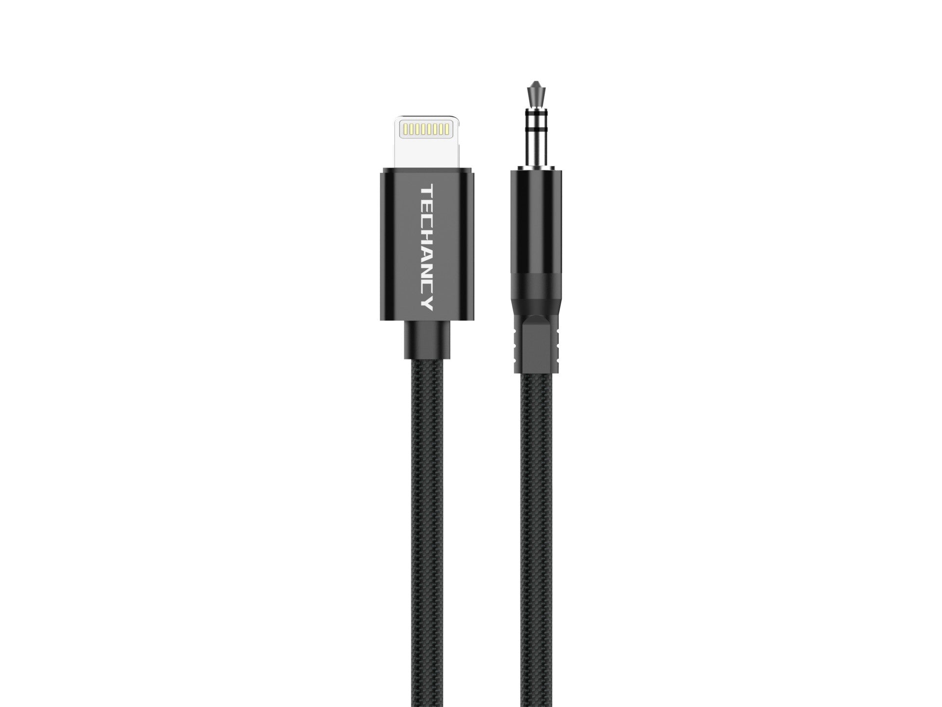 Techancy Cabo Audio Digital KQ2604 8-Pin para 3.5mm, 1M, Trancado, Compativel com Telemovel, Carro e Auscultadores, Preto