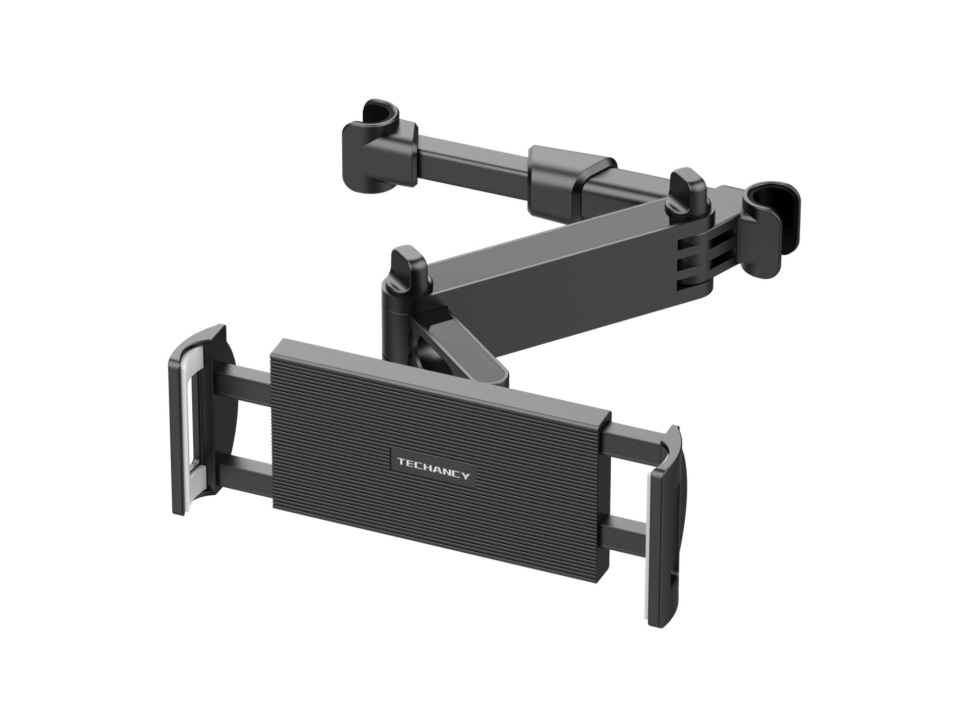 Techancy TI2344 - Soporte trasero plegable triple para coche con rotación de 360°, ajustable, estable, compatible con coches de 4,7 a 13,2 pulgadas, color negro