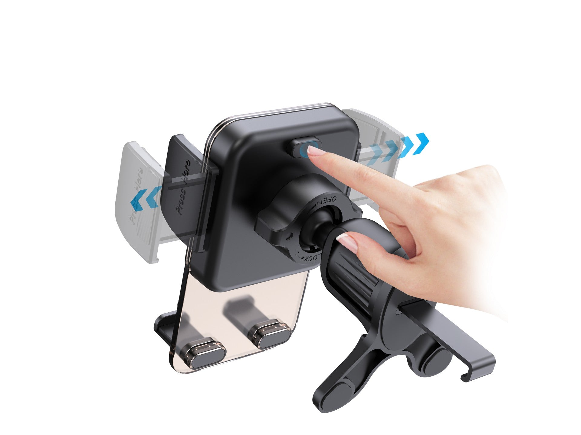 Techancy TI2335 Mobile Phone Holder, One-Hand Operation, High-Strength ABS, for 4.7"-7.2" Smartphones, Black