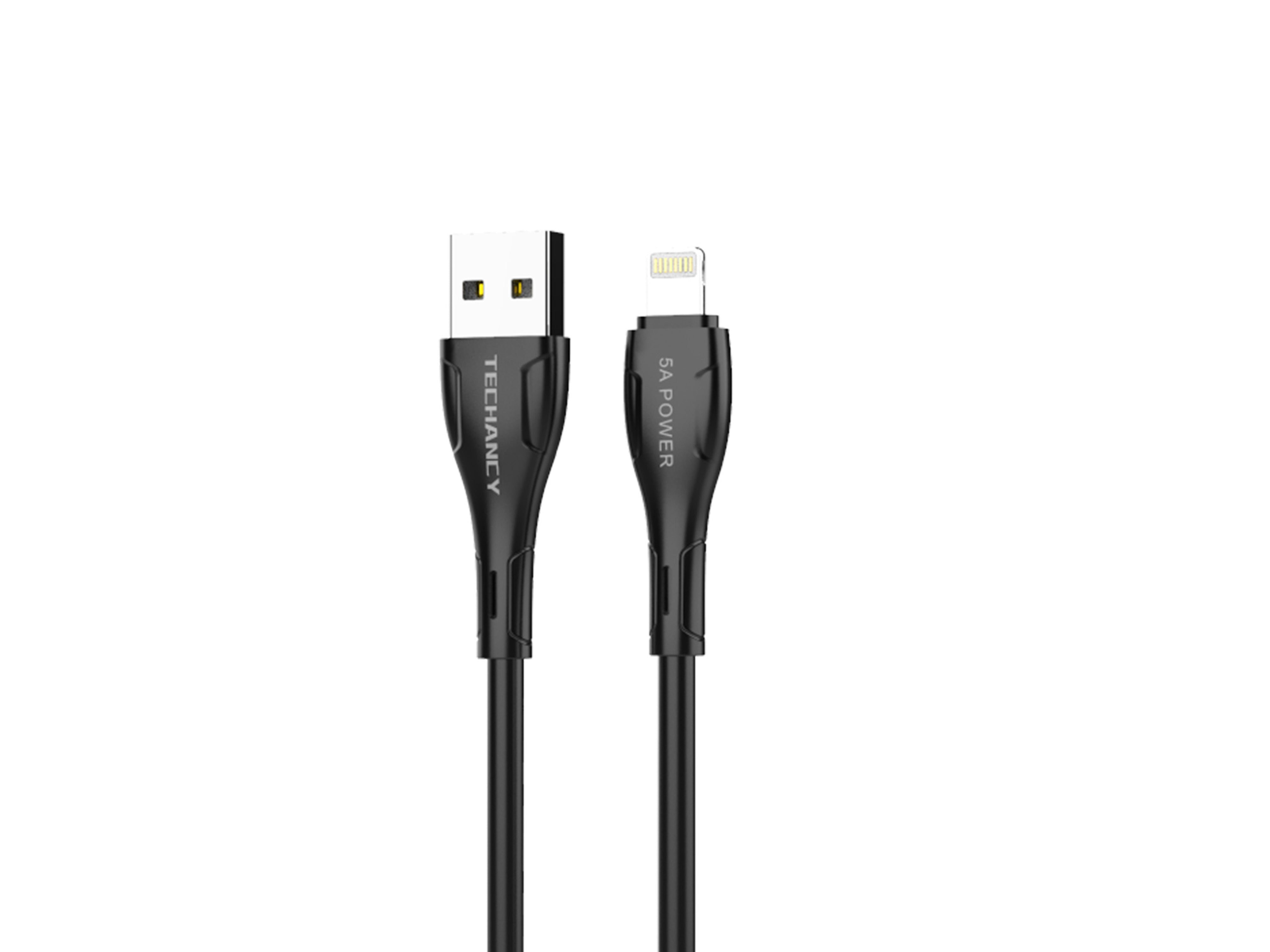Techancy Cabo De Dados Usb-Ip7/8/X/11-14 TB1697,1,2m 5A Carregamento Rápido, Transferência De Dados, Preto