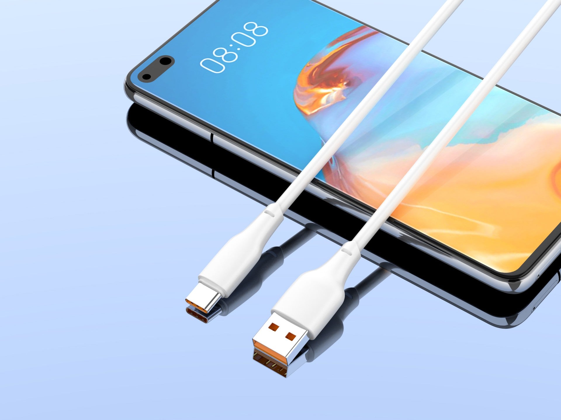Techancy Cabo De Dados Usb-Type-C Branco 1M TB1776,Carregamento Rápido De 2,4 A, Suporta Transmissão De Dados, Material Pvc