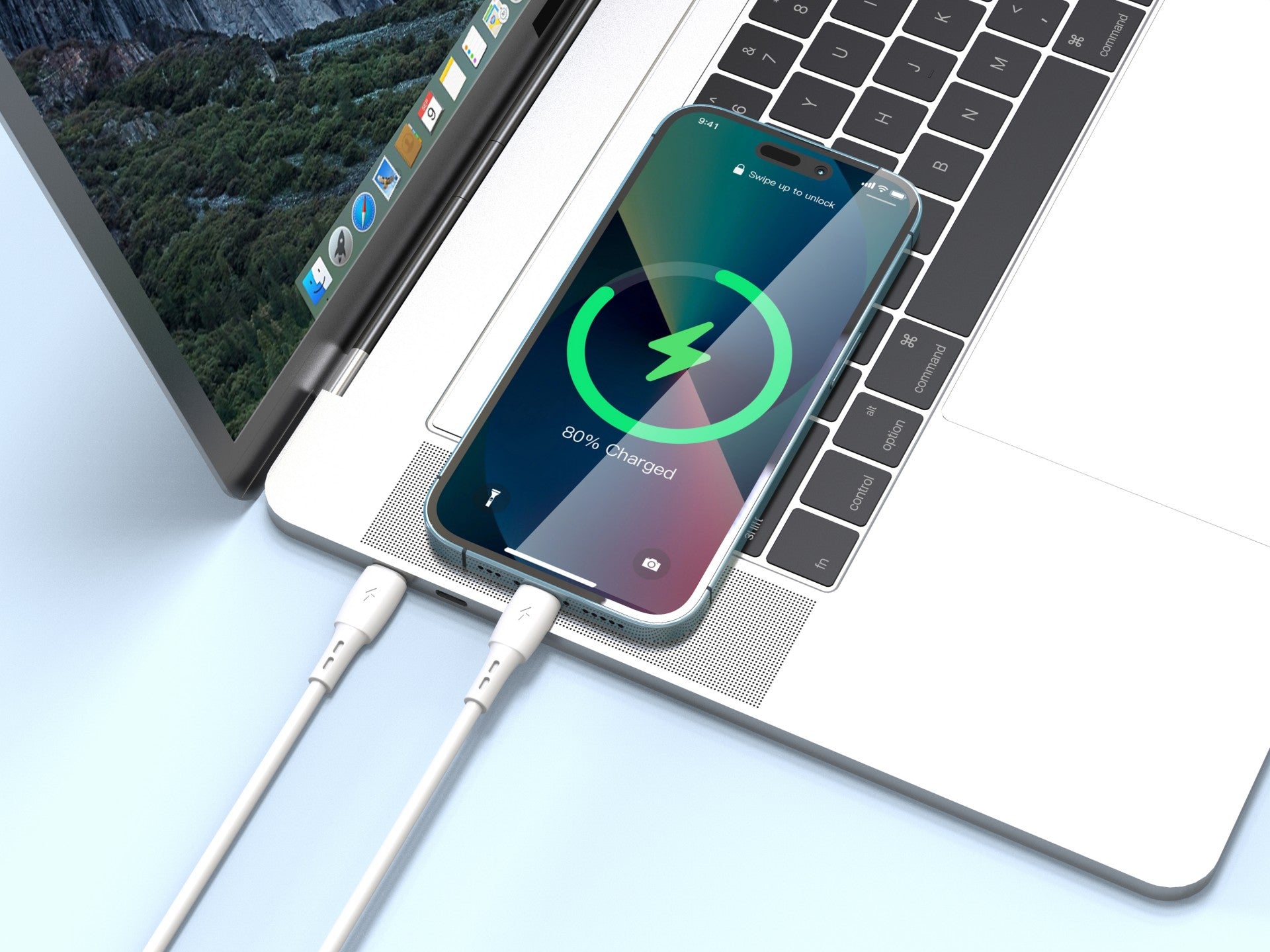 Techancy Cabo De Dados USB C to Lightning Branco TB1778, Carregamento Pd30W, 30cm Adequado Para Utilização Com Power Bank