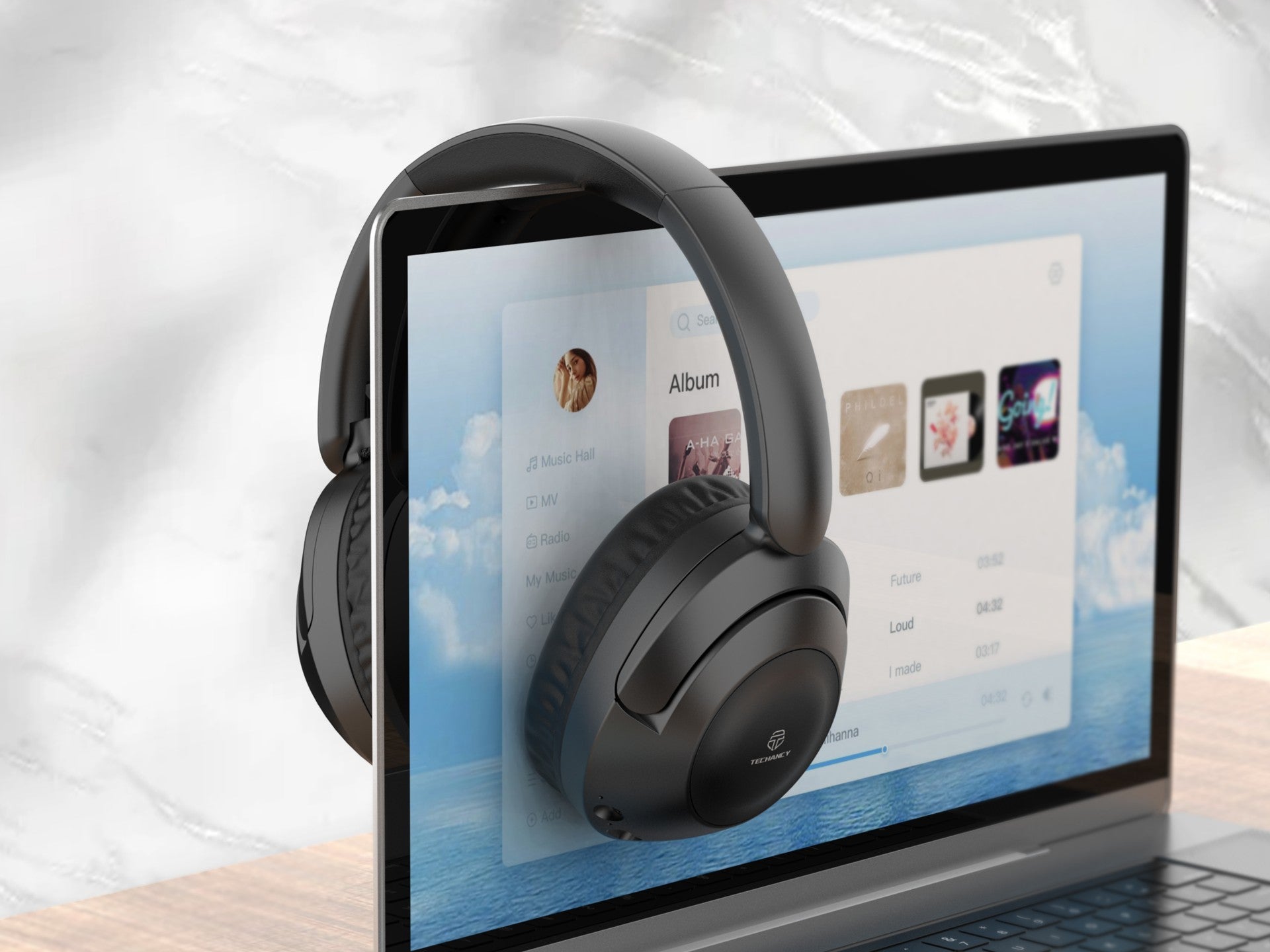 Techancy Wireless Headphones TH5214, 12h Music Playback, Stereo Effect, Foldable Design, Comfortable to Wear.