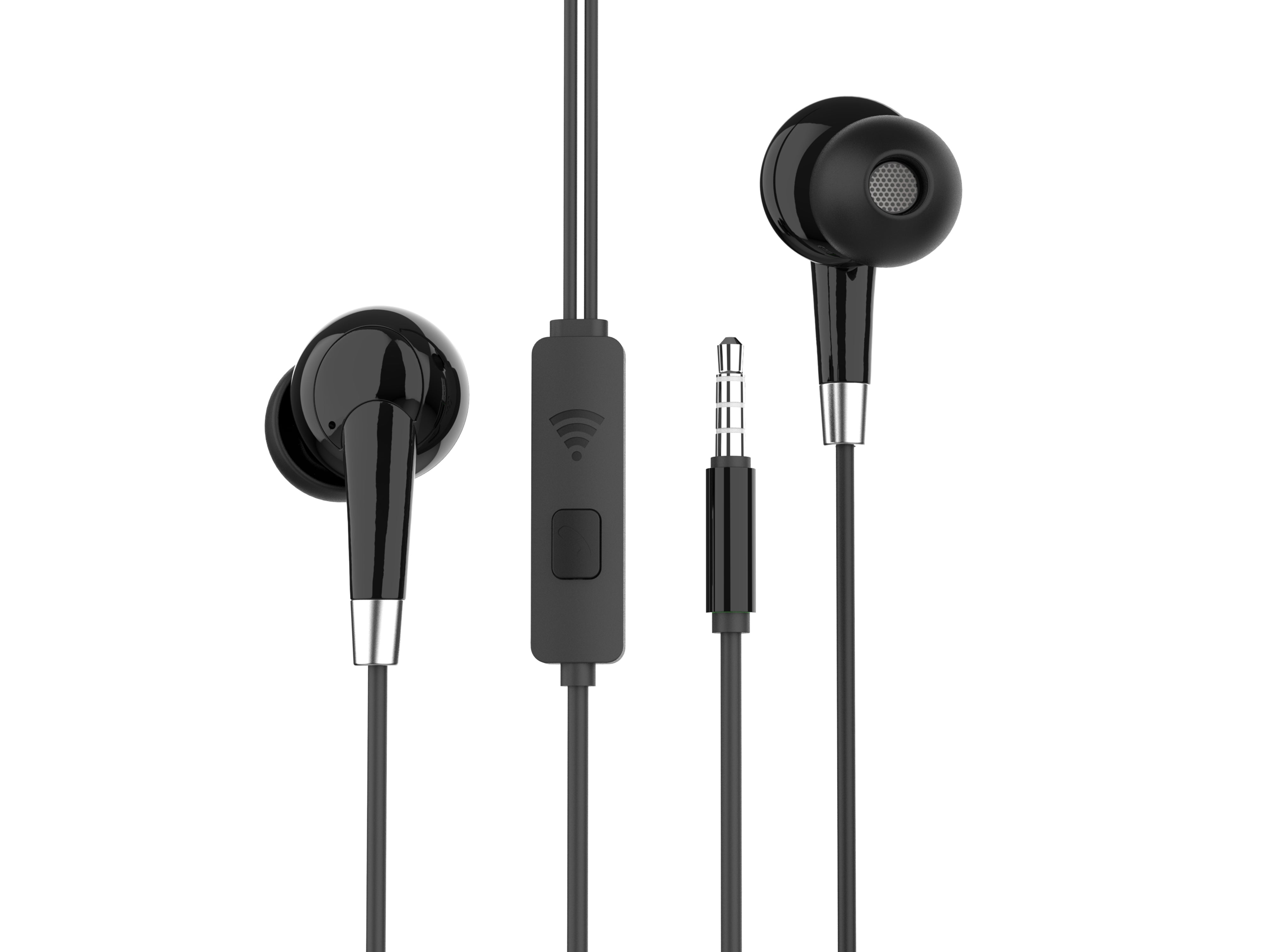 Auriculares intrauditivos Techancy con cables negros de 1,2 m TD8056, conector de 3,5 mm, compatibles con teléfonos móviles, PC, MP3, etc.